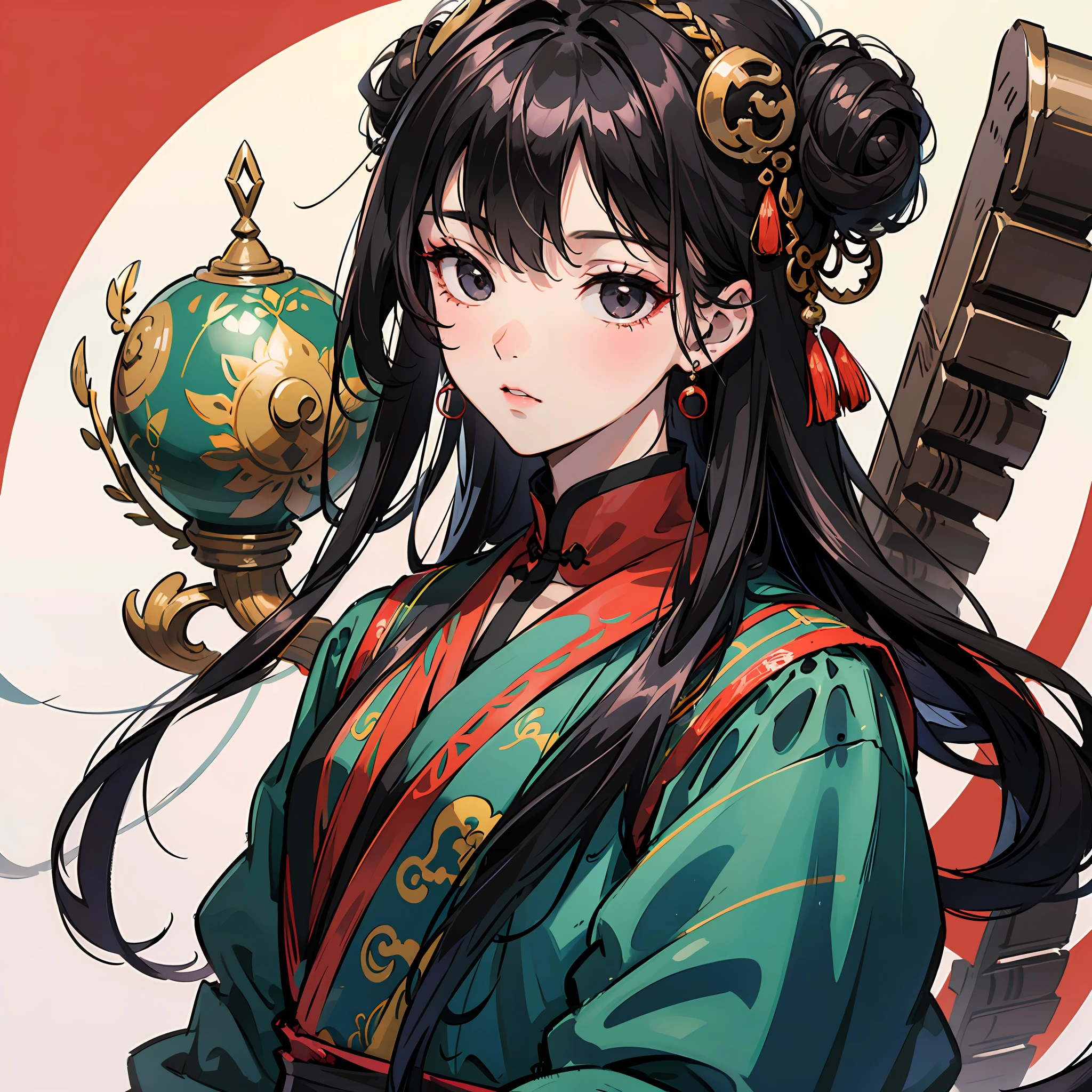 Black hair, teenager, Zhengtai, ancient costume, sick petite, black eyes, long hair, --auto