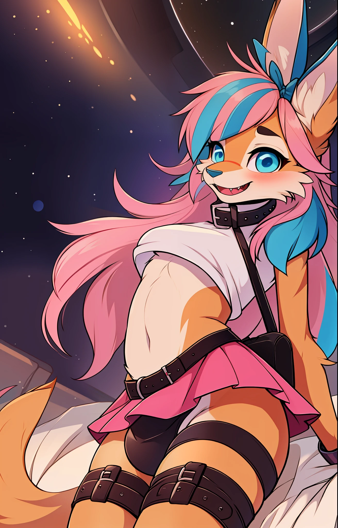 Zootopia, bunny, skinny bunny girl, super adorable, feminine, girly, sissy, adult girl, solo, 1girl, long floppy cute bunny ears, fangs, orange body, brown markings, blue highlights, claws, furry girl, female, wearing frilly nursery themed cloth diaper, baby diapers, with a cute backpack and diaper bag, slight diaper bulge, pink skirt, blue dragon eyes, pink hair with blue highlights, bunny tail, smile, smiling, embarrassed, has a big pretty bow in her hair, has animal paws for hands and feet, on her hands and knees, 1girl, best quality, inside daycare, high definition, cute, long hair, space eye, glow eye, femboy, cute, collar, god, fur body, character, masterpiece, fluffy tail, current, shy, NFSW, Highest Quality, 8k, R-18, full HD, winter, OC, leather straps, leather cuffs, buckles, locks,