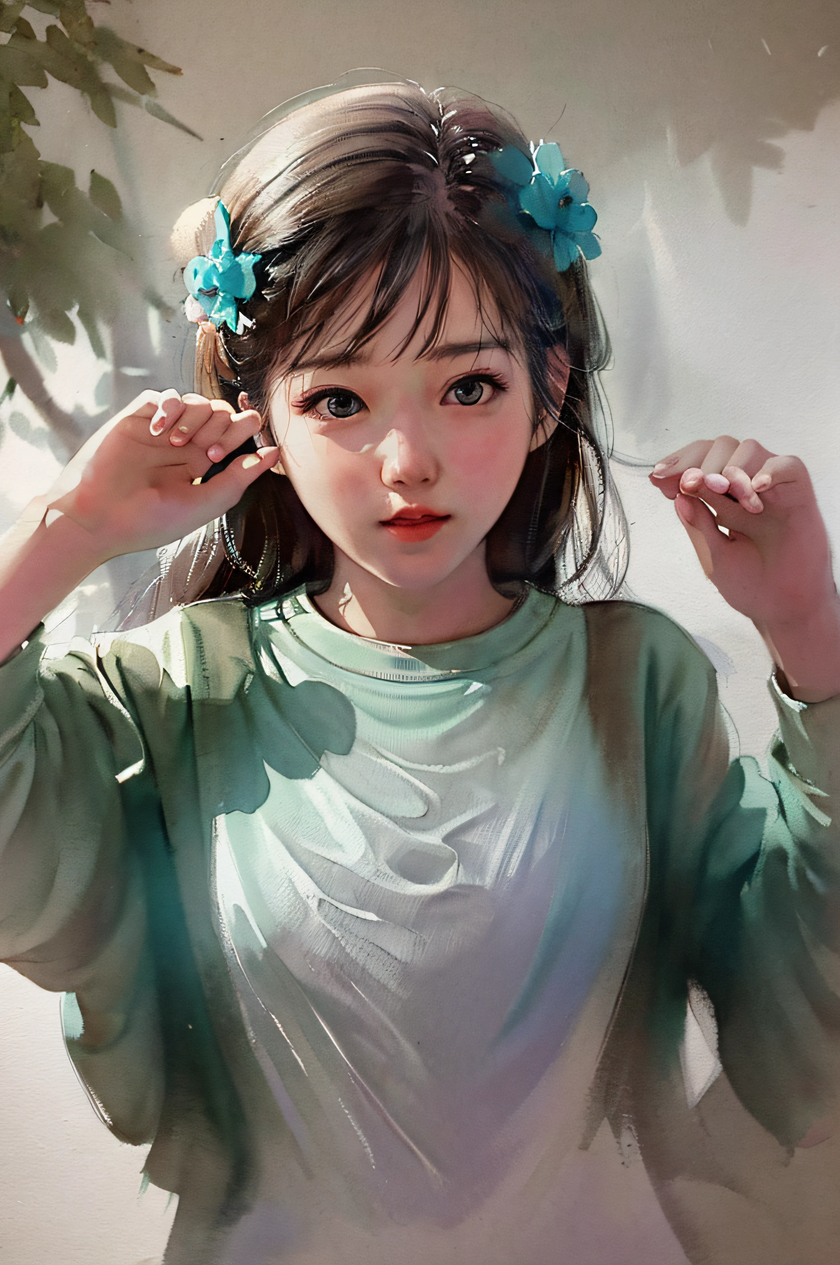 stechu,(white background:1.4), ((tachi-e)), original,(illustration:1.1),(best quality),(masterpiece:1.1),(extremely detailed CG unity 8k wallpaper:1.1), (colorful:0.9),(panorama shot:1.4),(solo:1.2), (ink splashing),(color splashing),((watercolor)), clear sharp focus,{ 1girl standing },((korean style )),flower background,outdoors,rocks, looking at viewer, make happy expressions,soft smile,pure,beautyfull detailed face and eyes,beautyfull intricacy clothing decorative pattern details, black hair,black eyes,colorwater