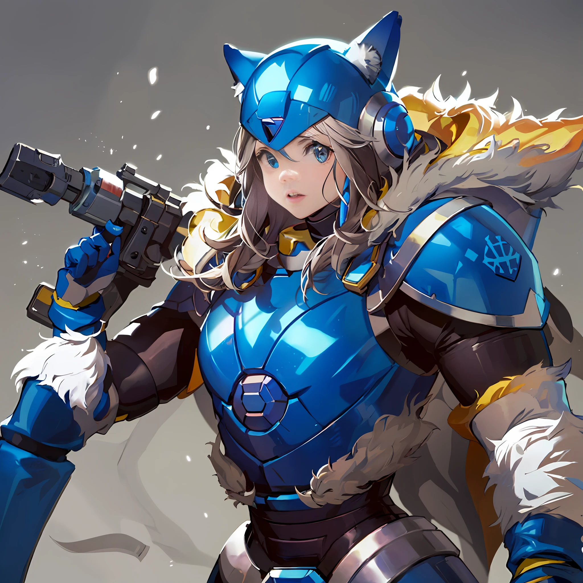 Heavy thick mega man armor, mega man armor wolf themed