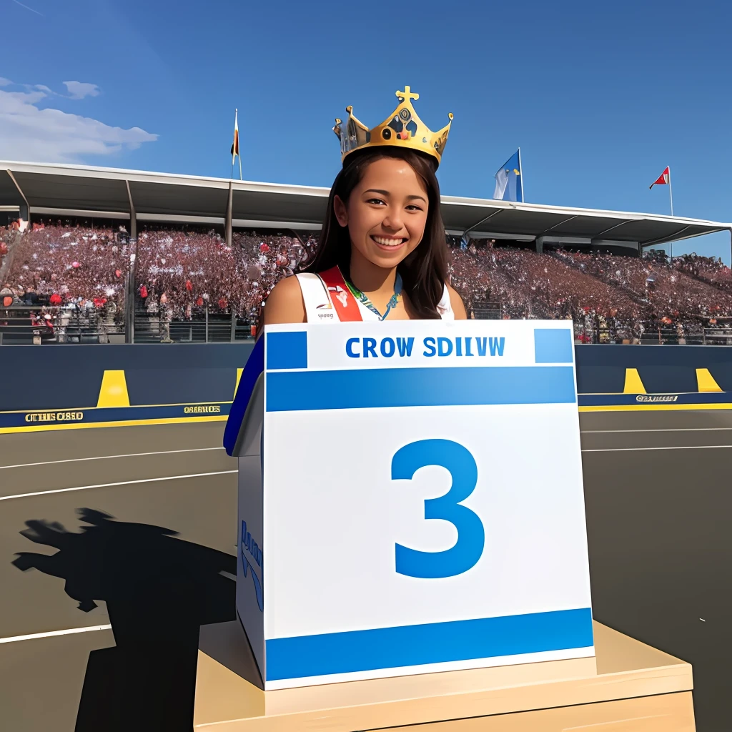 Number 3 on a podium with crown