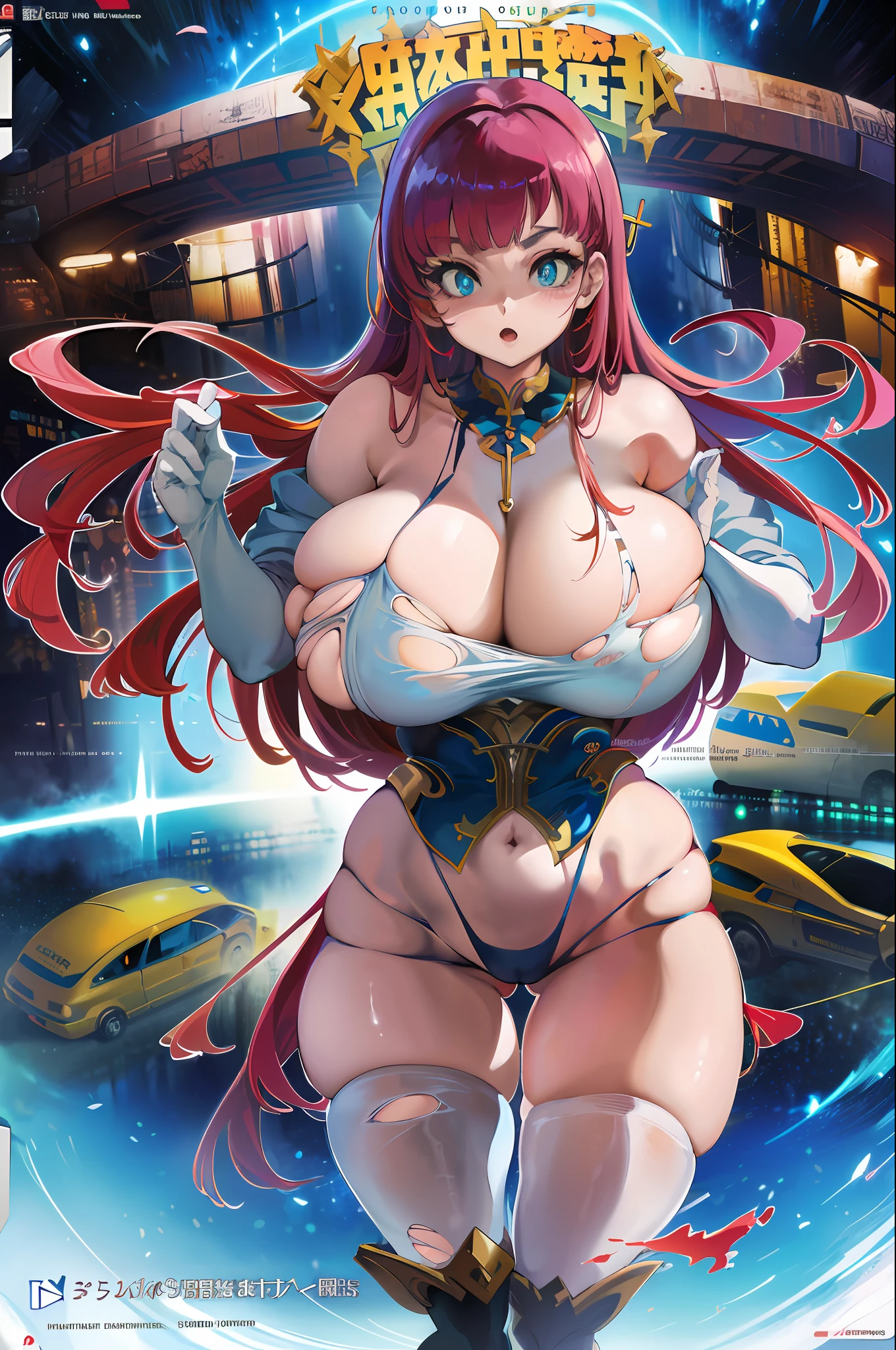 (((Comic)),(((masterpiece))), (((best quality))), ((ultra-detailed)), (highly detailed CG illustration), ((extremely delicate and beautiful face)),(masked ), cinematic light, absurd clothing, ung girl,( (character sheet)), concept art, ((full-length)), (masterpiece:1.2), (best quality:1.3), (single background, white background: 1.3),( CHARACTERS OF THE POST-APOCALYPTIC WASTELAND WORLD)))), (( Characters WANDERERS RAIDERS)), (( MAD MAX concepts))))), (( beautiful face)), (( quality face)), ((((beautiful anime eyes of the characters))) , ( high-quality anime eyes of the characters), ((high-quality anime pupils)), (((beautiful anime pupils)), (( beautiful shape of anime eyes)) , (( beautiful shape of anime pupils)), (( all faces with anime eyes)), ( simple anime eyes of the characters))))) (( bare skirt))) (( without panties)) , wet skin, water, ((( very erotic pose))) , , , crossout frenzied, bright hair, (((very torn clothes))), the atmosphere of the post-apocalyptic world, ((( pull for clothes))), (((bare torn clothes))))))), ((action in the post-apocalyptic world)), (action in the post-apocalyptic world))), gigantic boobs, titsnipples, curvy, milf, sexy lips