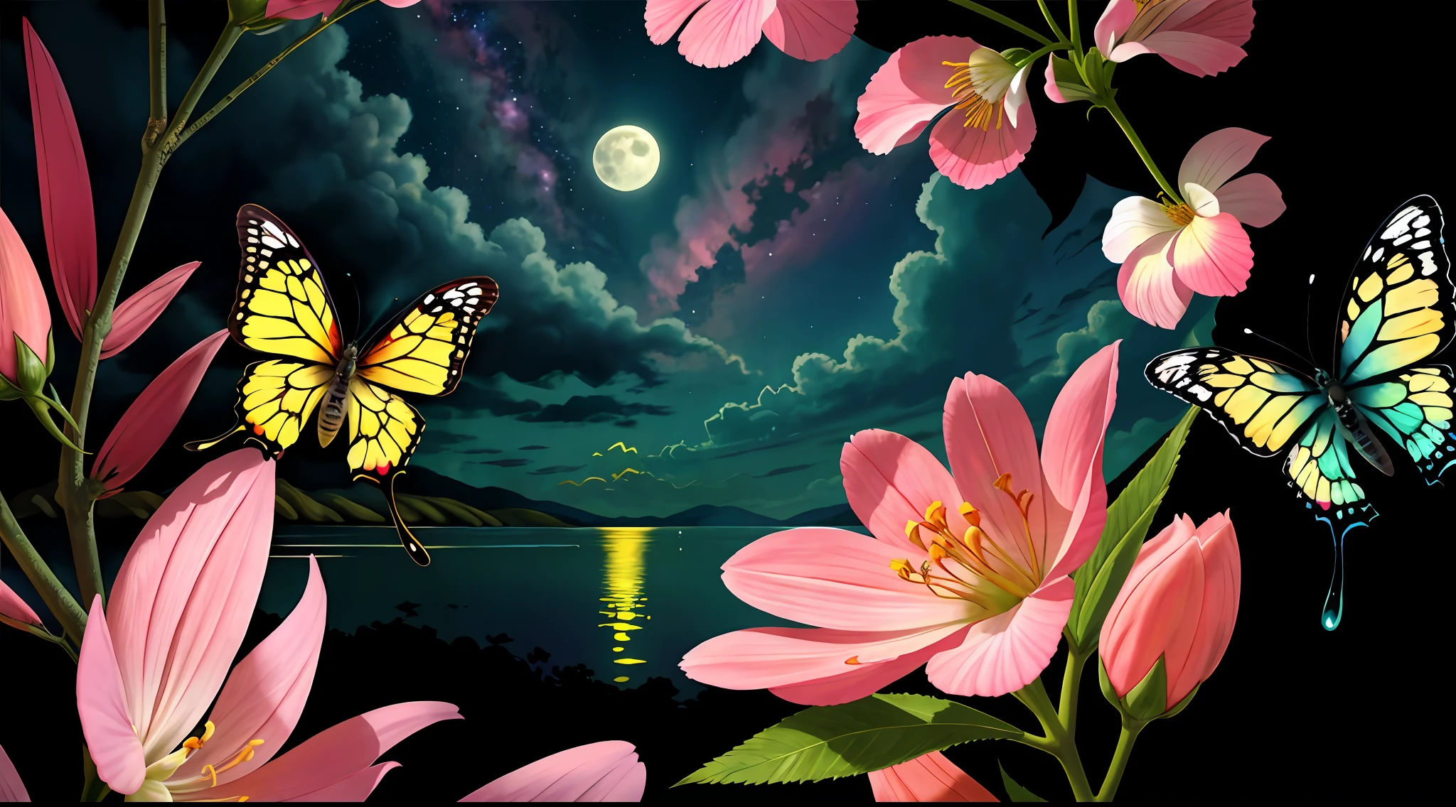 (Masterpiece: 1.2, high quality), (pixels: 1.4), (Song dynasty strokes: 1.4) (wide-angle lens, panorama: 1.2), (panoramic lens: 0.95), (panoramic lens, macro lens: 1.25), dynamic angle, perspective, high point, masterpiece, best quality, 8k, crazy details, complex details, super detail, super high quality, early spring willow leaves, often with rain and hate clouds, face like peach blossom March, implying amorous moon.  The slender waist is curled, the restrained swallow lazy warbler is lazy, the sandalwood mouth is light, and the butterfly chaos that tempts the bees crazy.  Enchanting jade, beautiful jade fragrance, tense shots (the sky glows red, visual impact, gives the poster a dynamic and visually striking look: 1.2), close-up, (analog lens, macro lens: 1.25), colorful colorful transparent smooth stones: 1.5, ultra-realistic and complex, body makeover, glowing tattoos, surreal tattoos, highly realistic and complex, tattoo art, detailed neon tattoos