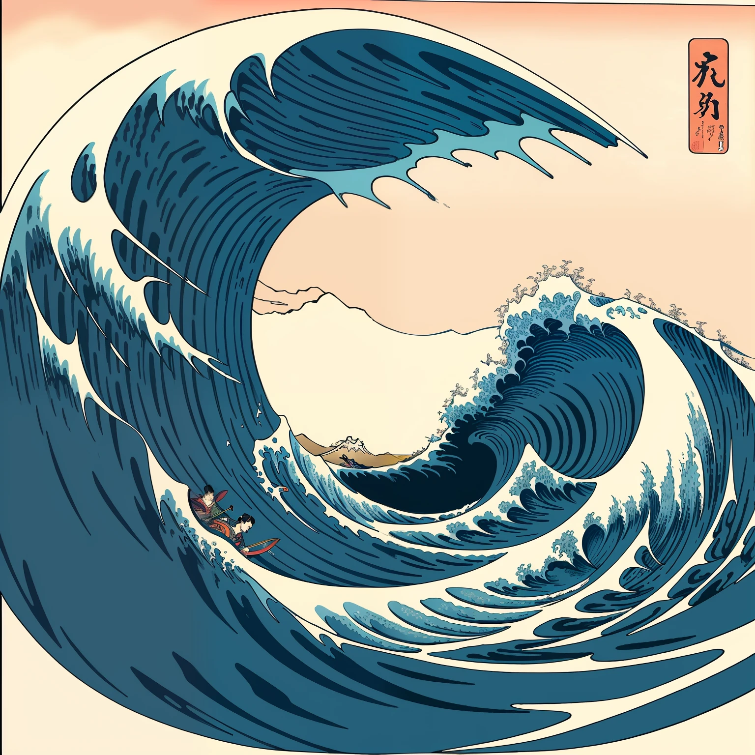 Ukiyo-e robot wave retro Hokusai --auto