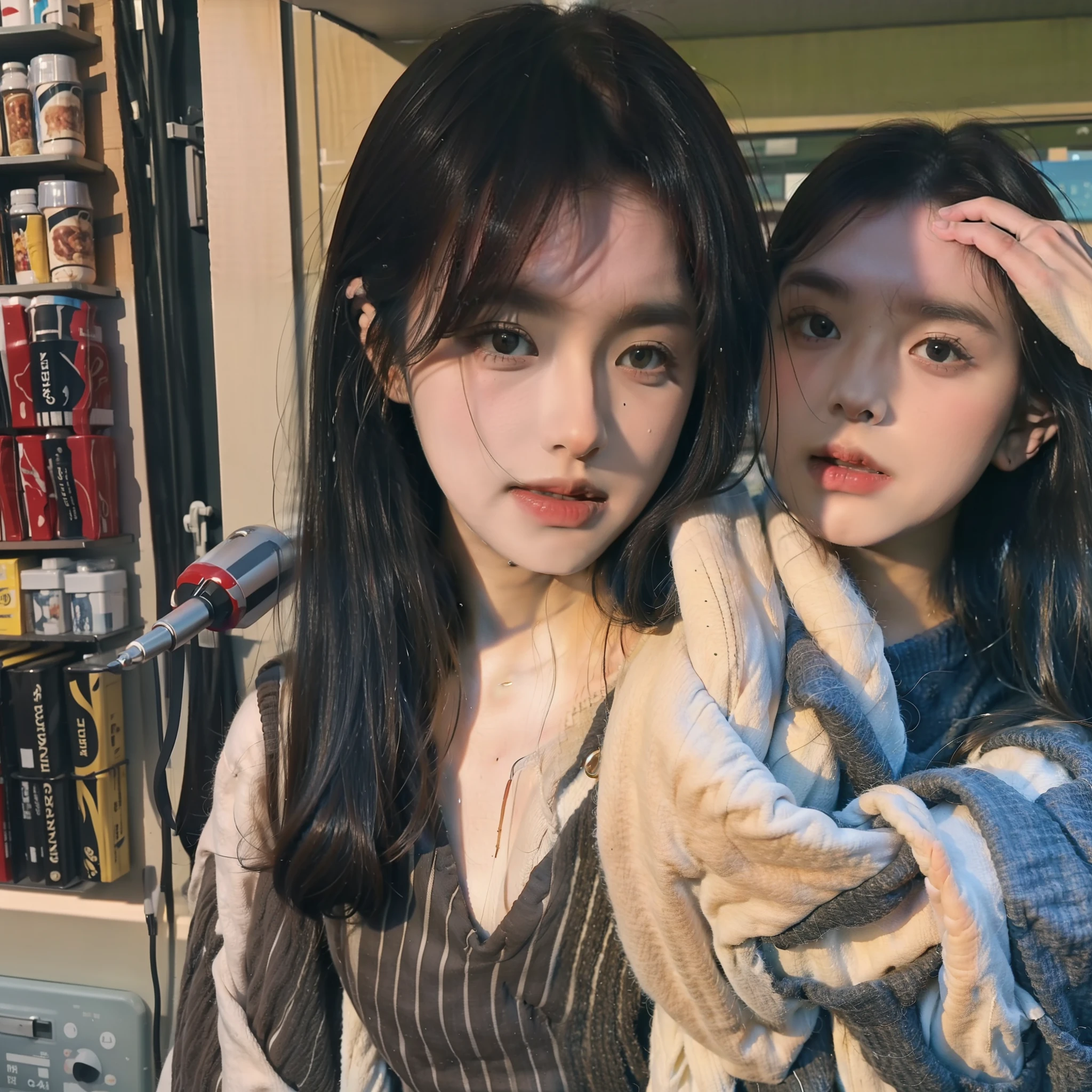 8K, Best Quality, Masterpiece, Ultra High Resolution, (Realism: 1.4), Original Photo, (Realistic Skin Texture: 1.3), (Film Grain: 1.3), (Selfie Angle)
