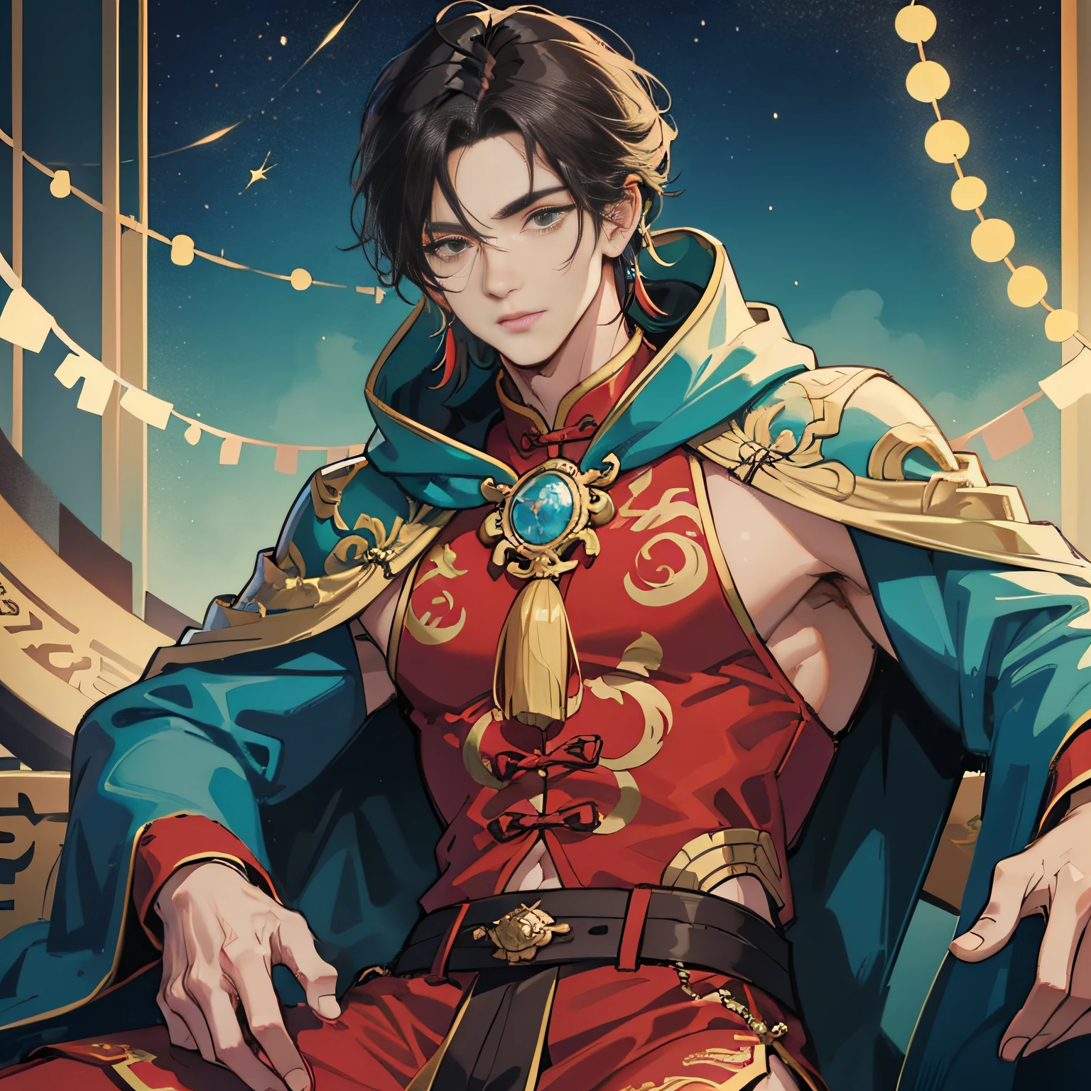 Cantonese, handsome, masculine face, wild, delicate eyes