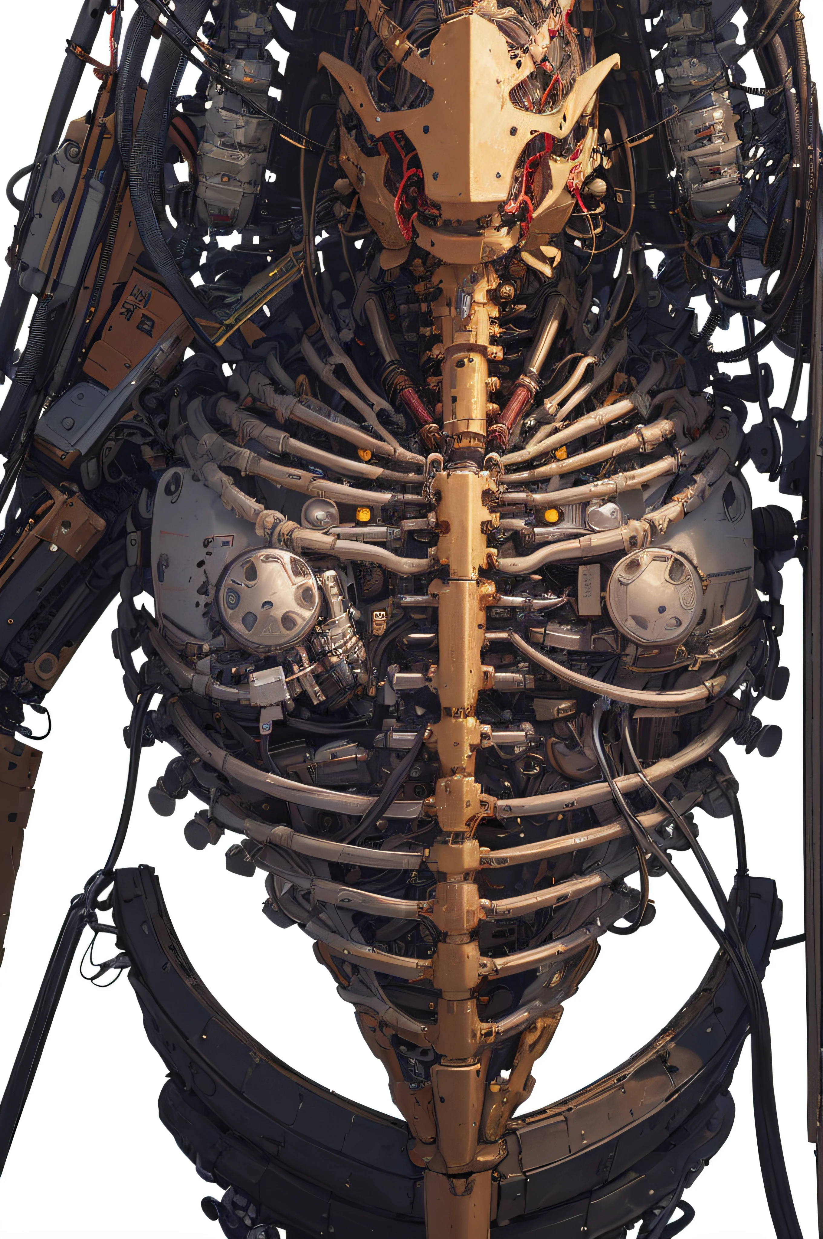 incredibly fractal and Japanese ultra realistic 4d and intricate network of extremely detailed, colorful, more detailed arching cables ((ultra-detailed)), (highly detailed CG illustration), ((an extremely delicate and beautiful one)),(side),cinematic light,((1mechanical girl)),solo,whole body,(machine-made joints:1.2),((mechanical limbs)),(blood vessels connected to tubes), (mechanical vertebra attached to the back),((mechanical cervial attached to the neck)), (sitting),expressionless,(wires and cables attached to the neck:1.2),(wires and cables in the head:1.2)(focus on the character),science fiction, white background, (blood: 1,5)