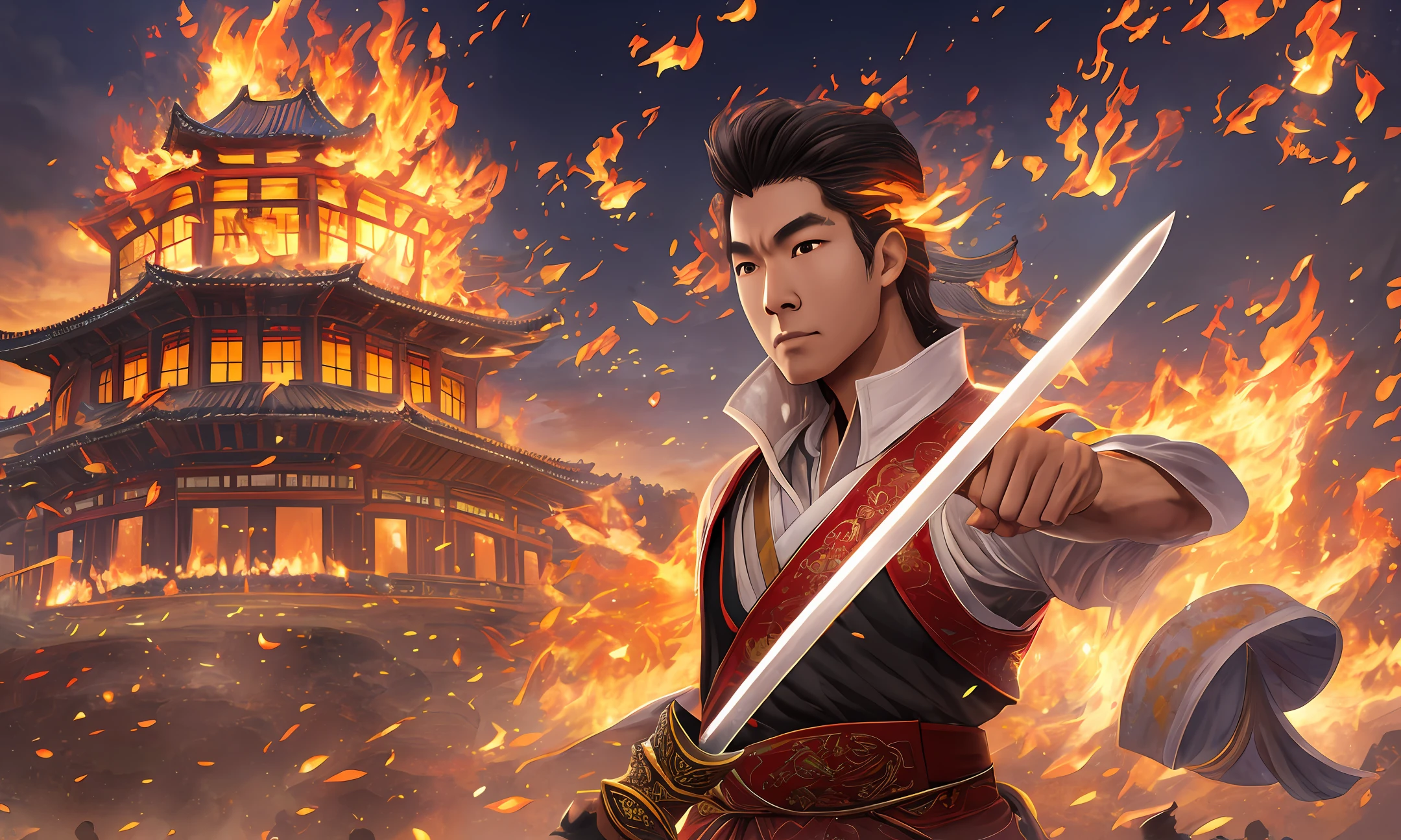 Magnificent beautiful rendering, Flying Cloud City, multi-person sword qi, light gong fighting method, many people, air people, floating city in mid-air, Western European ancient city, Genting Heavenly Palace, air man fighting method, qigong, sword qi, popular flying fire, brilliant moves, 8K, super fine details --auto --s2
