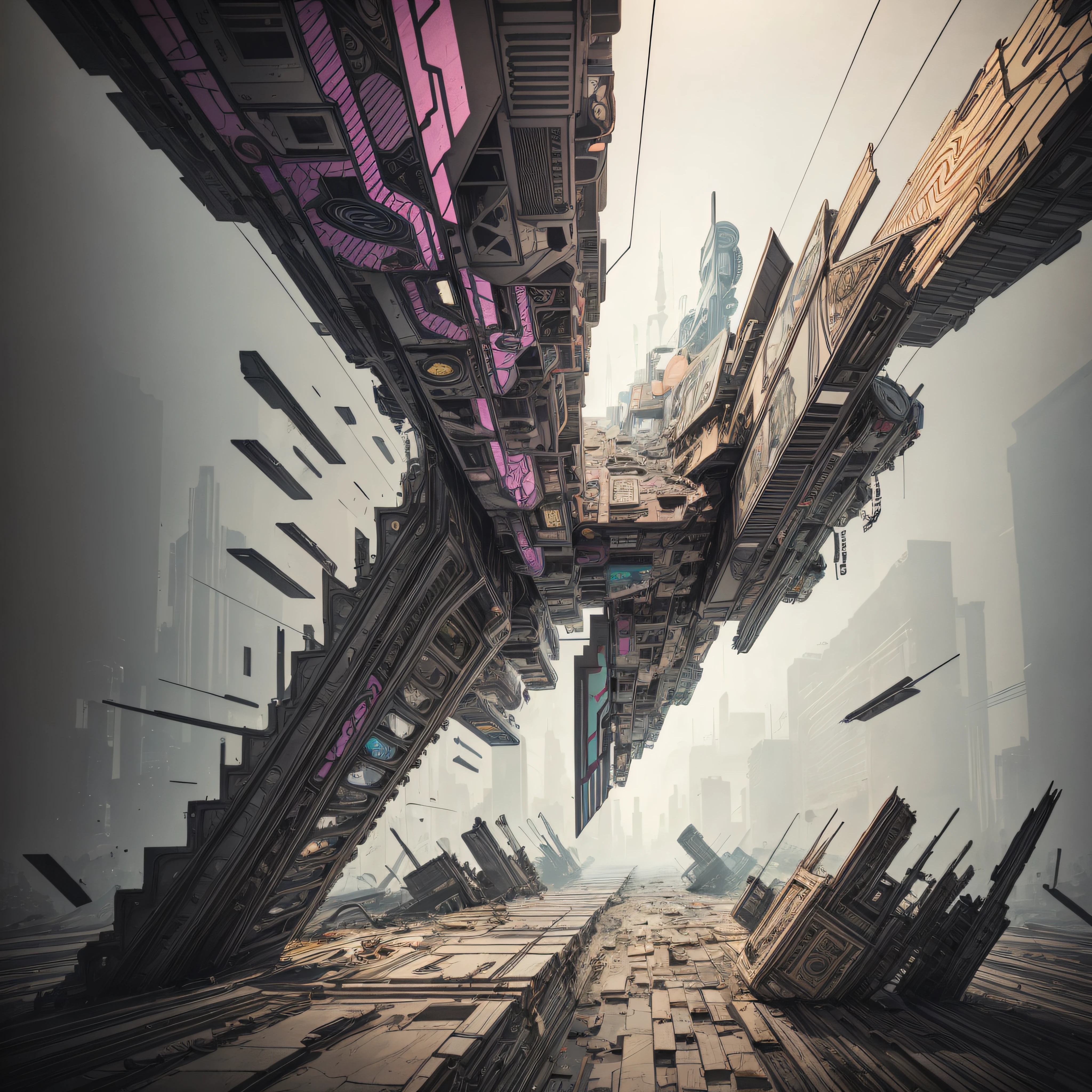 incredibly complex network of fractals and 3D wires and intricate arching cables, suspenseful, cinematic, hyper detailed, hyper realistic, 8k --auto