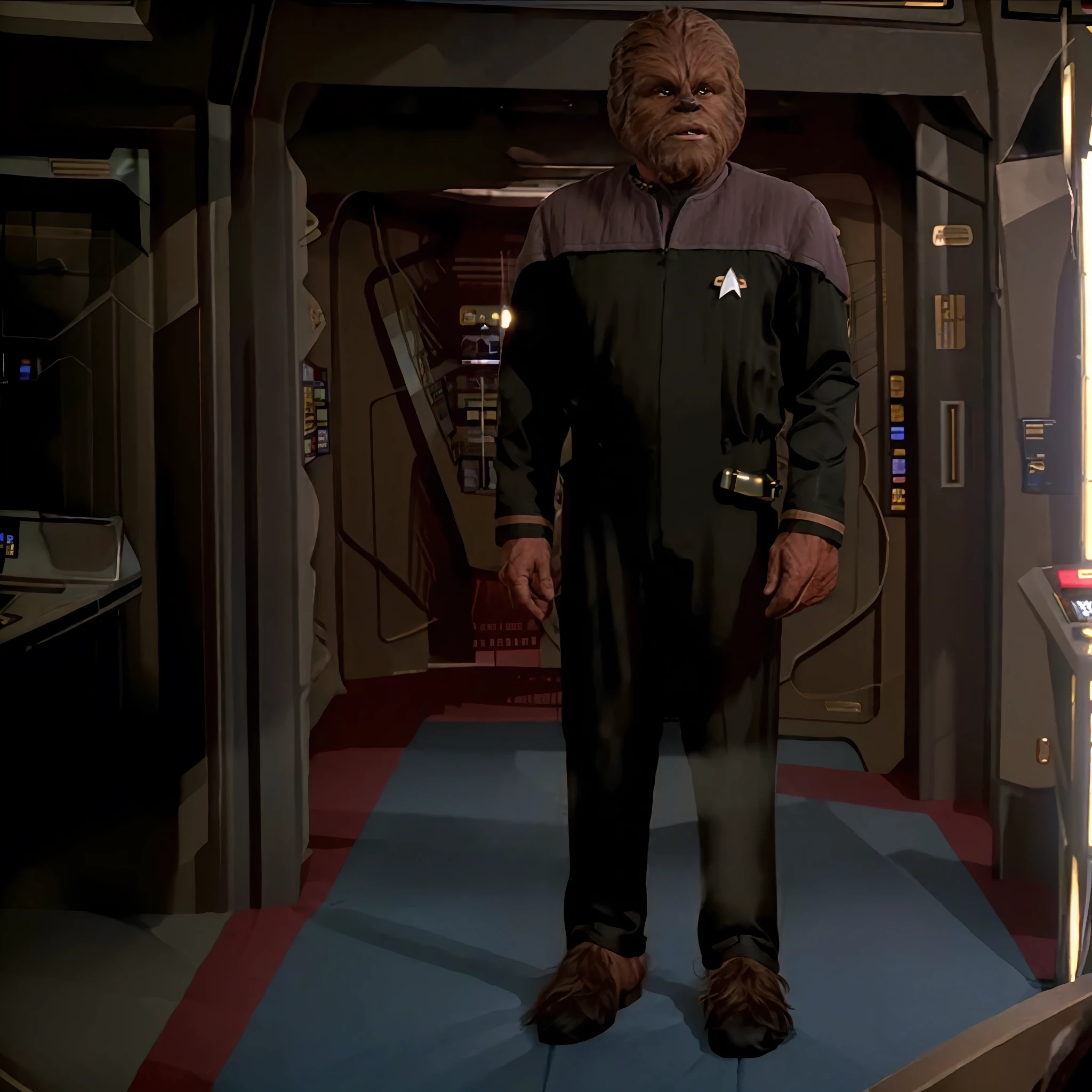 Wookie wearing ds9st uniform