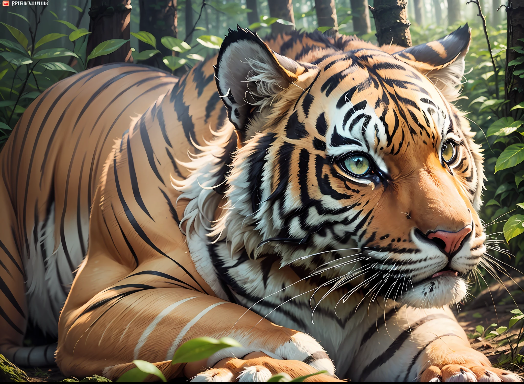 Tiger, nature, forest, 4k, 16:9, YouTube, 8k, uhd, severe low lighting, high quality, sharp focus, fujifilm XT3 --auto --s2