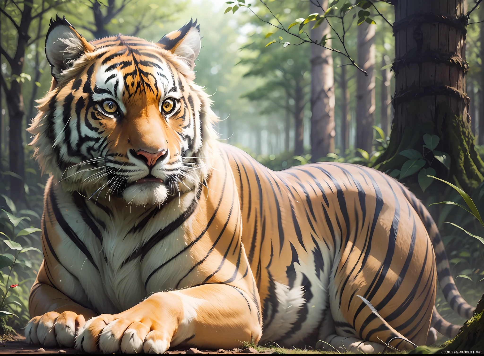 Tiger, nature, forest, 4k, 16:9, YouTube, 8k, uhd, severe low lighting, high quality, sharp focus, fujifilm XT3 --auto --s2