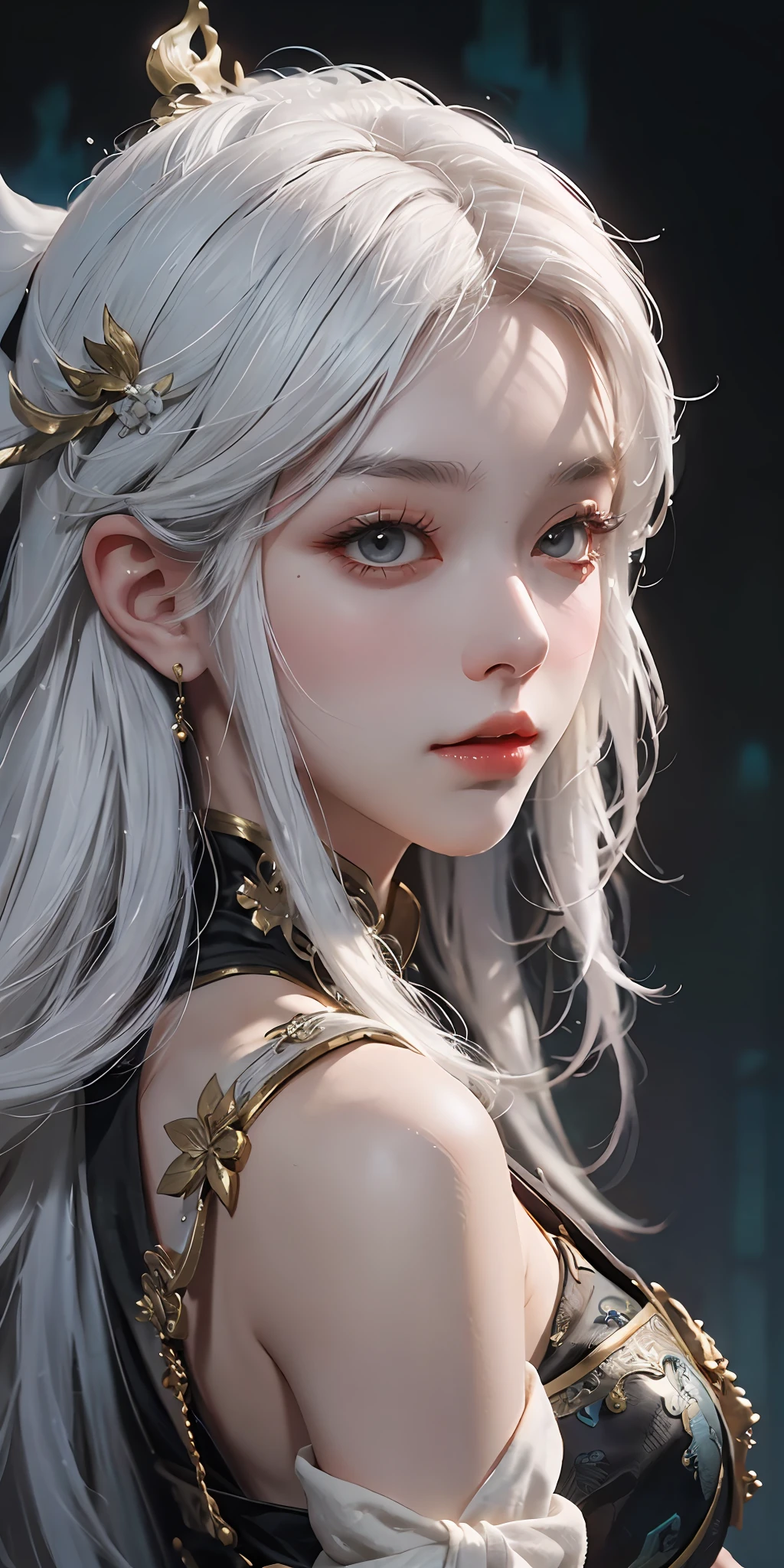 a close up of a woman with white hair and a white mask, beautiful character painting, guweiz, artwork in the style of guweiz, white haired deity, by Yang J, epic exquisite character art, stunning character art, by Fan Qi, by Wuzhun Shifan, guweiz on pixiv artstation