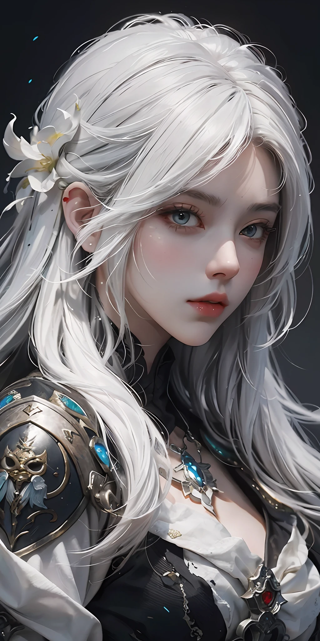 a close up of a woman with white hair and a white mask, beautiful character painting, guweiz, artwork in the style of guweiz, white haired deity, by Yang J, epic exquisite character art, stunning character art, by Fan Qi, by Wuzhun Shifan, guweiz on pixiv artstation