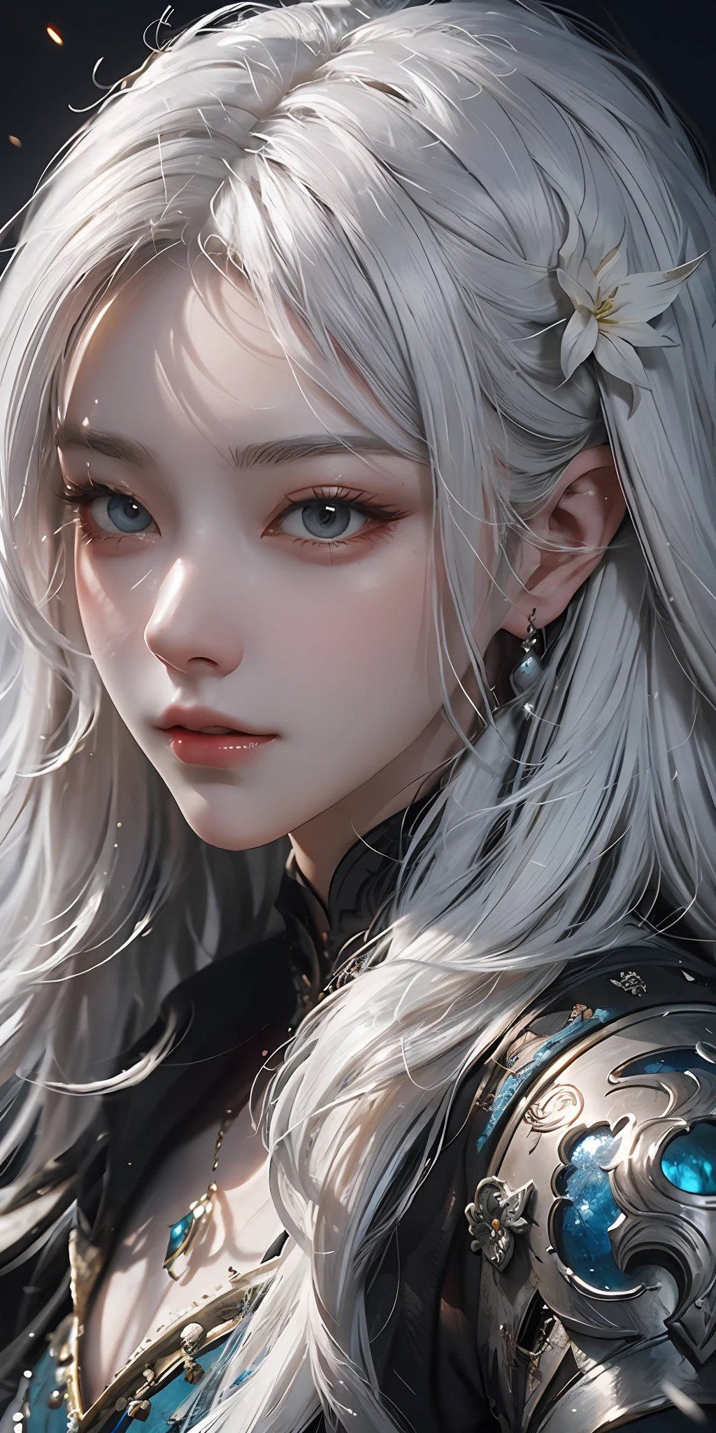 a close up of a woman with white hair and a white mask, beautiful character painting, guweiz, artwork in the style of guweiz, white haired deity, by Yang J, epic exquisite character art, stunning character art, by Fan Qi, by Wuzhun Shifan, guweiz on pixiv artstation