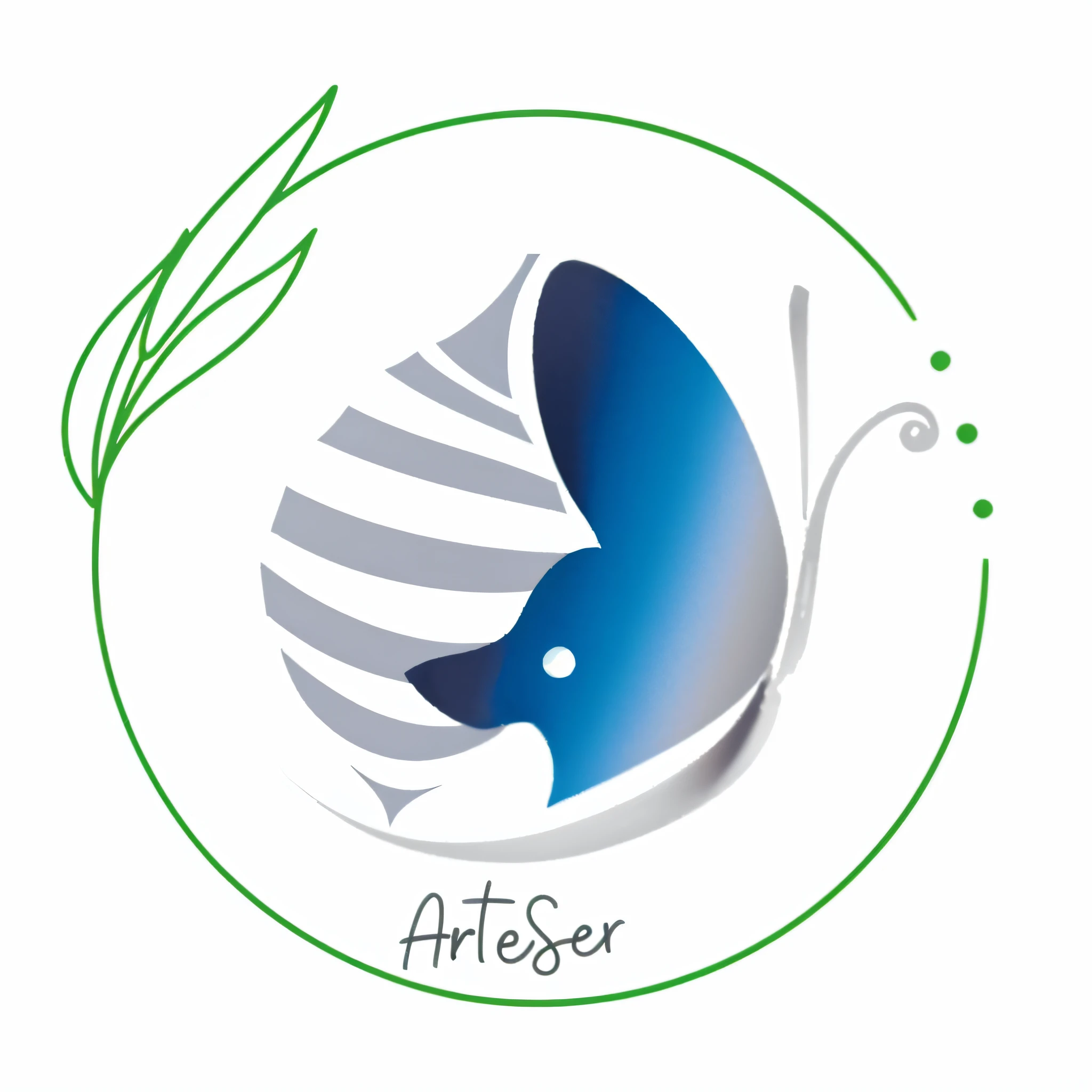 A closeup of a butterfly with a blue and white design, artger, artbreeder, artres, artbreeder. high quality 8k art, illustrated logo, ari aster, logo art, desrt, artgeem, derse, atelier, atef, artststion, antasy character, rounded logo, artemixel, nonsense, twitter