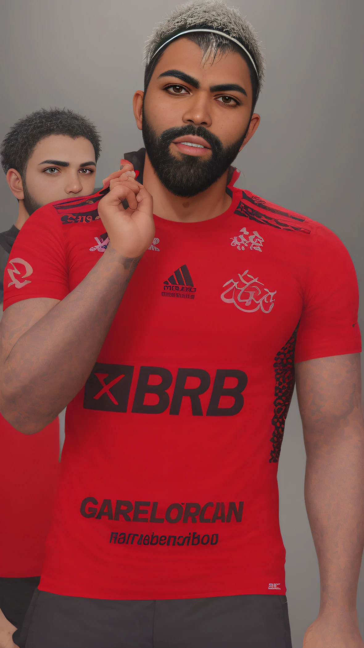 Portrait, gabriel barbosa, biomechanical, complex robot, full growth, hyper-realistic, insane little details, extremely clean lines, cyberpunk aesthetic, masterpiece revealed at Zbrush Central, gothic brutalist cathedral, cyberpunk, award-winning photo, bokeh, neon lights, no background