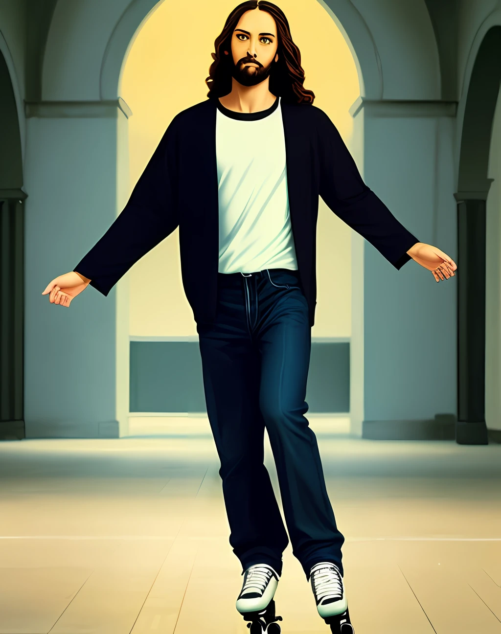 Jesus on roller skates