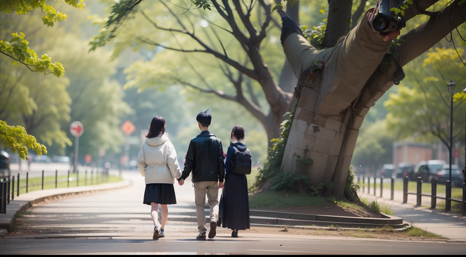 Korean couple taking a photograph