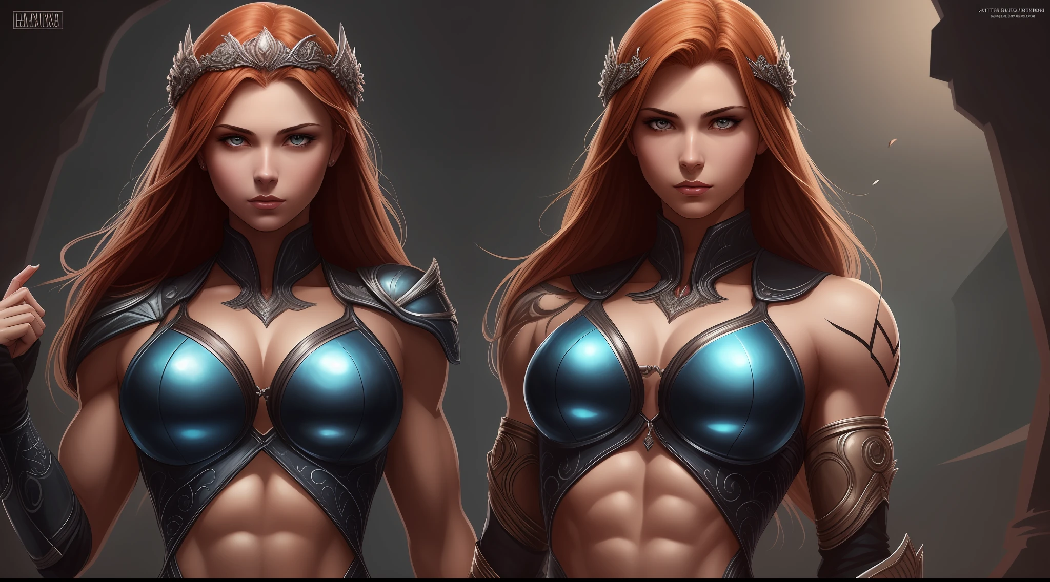 genuinely create a realistic digital photograph of a robot girl, mechanic, android, goddess of war, young Greek goddess, inspired by the style of Ginger and Michelangelo, dark and beautiful theme, perfect human anatomy, bodybuilder, body in shape, whole body, seducer, with many intrinsic and complex details in the character and environment in a charming and seductive scene portrayed through a long-angle photo with an aspect ratio of 9:16, using cold and dark colors with low light, low brightness and high contrast, fixed and seductive gaze for the camera, sweet and detailed eyes, enhanced by the dramatic angle of the camera, capturing the captivating elegance of the character, insanely beautiful, upper body, muscular, large breasts, thin and defined abdomen, fantasy, intricate, elegant, highly detailed, digital painting, Art station, concept art, smooth, sharp focus, full body, shot with 8K resolution, splash art, fantastic comic book style, realistic photo, intense visual, depth of field, splash art, art by Artgerm and Greg Rutkowski and Viktoria Gavrilenk. --auto