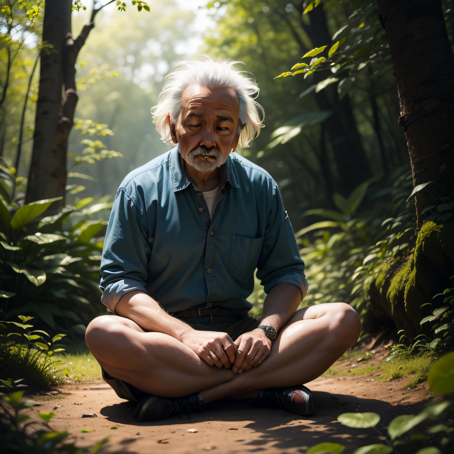 Einstein meditating and in the midst of nature --auto