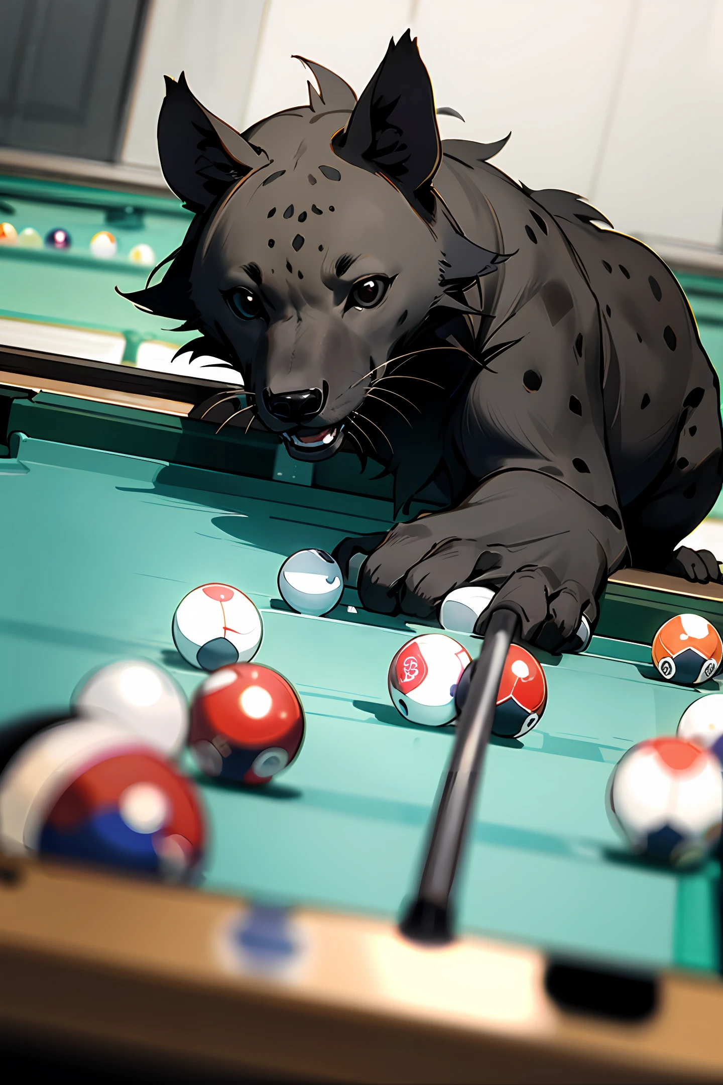 Hyena playing pool