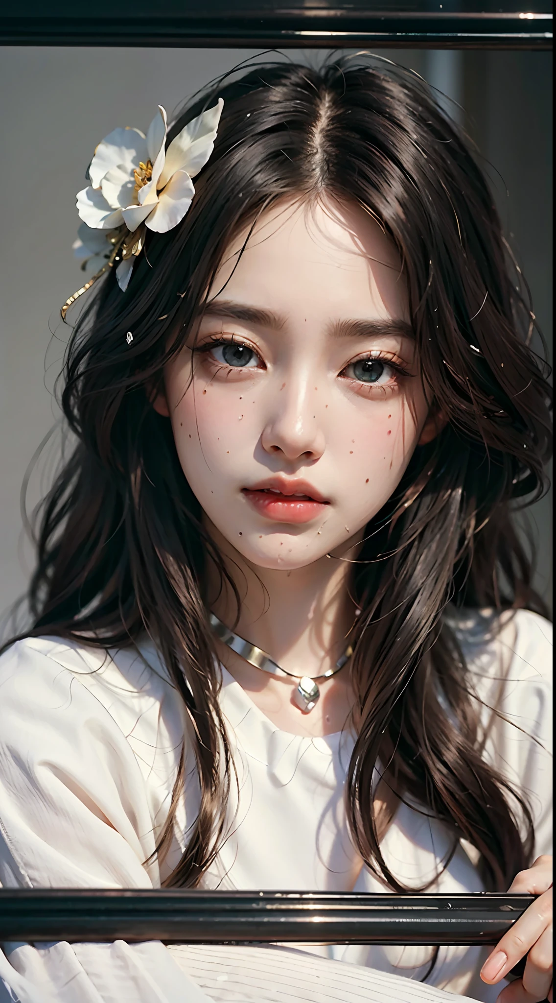 Black hair, (long hair), black eyes, (glowing eyes), (white thighhighs:1.2), orgasmic face, seduction, eroticism, seductive expression, black face, charming, blushing, shyness, shyness, shyness, disgust, disgust, (oversized), played badly,, make eyes at someone, ah-hey, comfortable, screaming, opening mouth, drooling, sexual spasms, White skin red, rosy face, sweat, wet body, color, alone, crying on the ground in a student uniform, duck sitting, desire dissatisfaction, loneliness, caress, sexual pleasure, enduring pleasure, erk off, A charming expression, (crying on the ground in a student uniform detail portrayal), (duck sitting detail depiction front), detail portrayal, bust (Masterpiece), (Close Up), ( Best Quality), Extremely detailed, (Close Up) Exquisite, Beautiful, (Close Up), (A Beautiful Girl), (Collar, Collar), (Detailed Pink Areolae Nail:, (delicate depiction of skin), (voluminous skin: 1.4), top-notch CG quality 8k wallpaper, realistic, master level, masterpiece, portrait, center, viewing lens, beautiful Chinese and Korean mixed blood idols, (ultra fine description of facial and facial details), (blushing face), lip biting makeup, sweet smile, perfect facial features, red eyes, blind bands+hair over one eye, (Ruby nail). fat_ Mons, cameltoe,