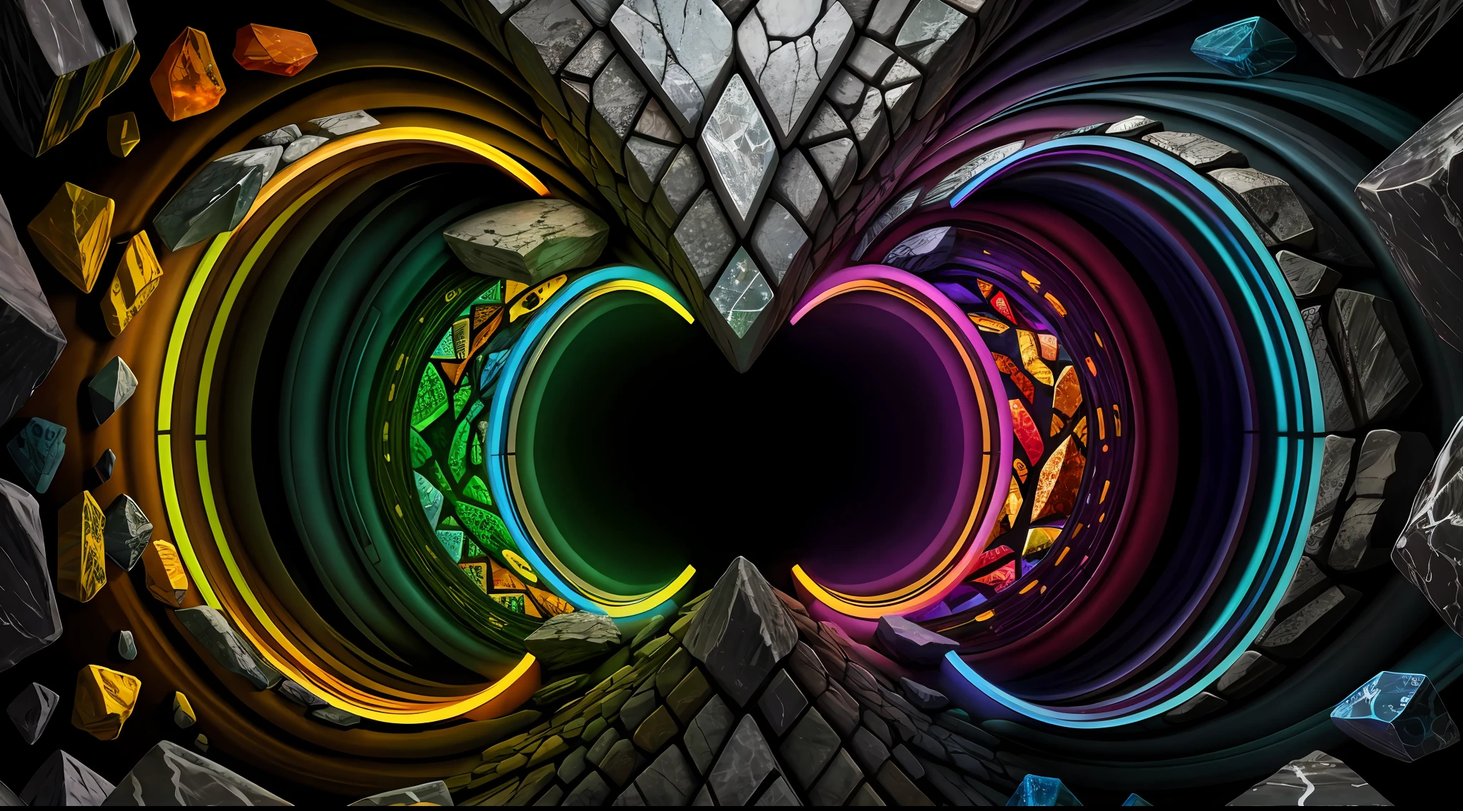 (Wide Angle Lens, Panorama: 1.2), Dynamic Angle, Perspective, High Point, Masterpiece, Best Quality, 8K, Crazy Detail, Intricate Detail, Ultra Detail, Ultra High Quality, Colorful Colored Transparent Smooth Stone: 1.5, Ultra Realistic & Complex, Body Makeover, Glow Textured Stone, Surreal Texture, Highly Realistic and Complex, Tattoo Art, Detailed Neon Pattern