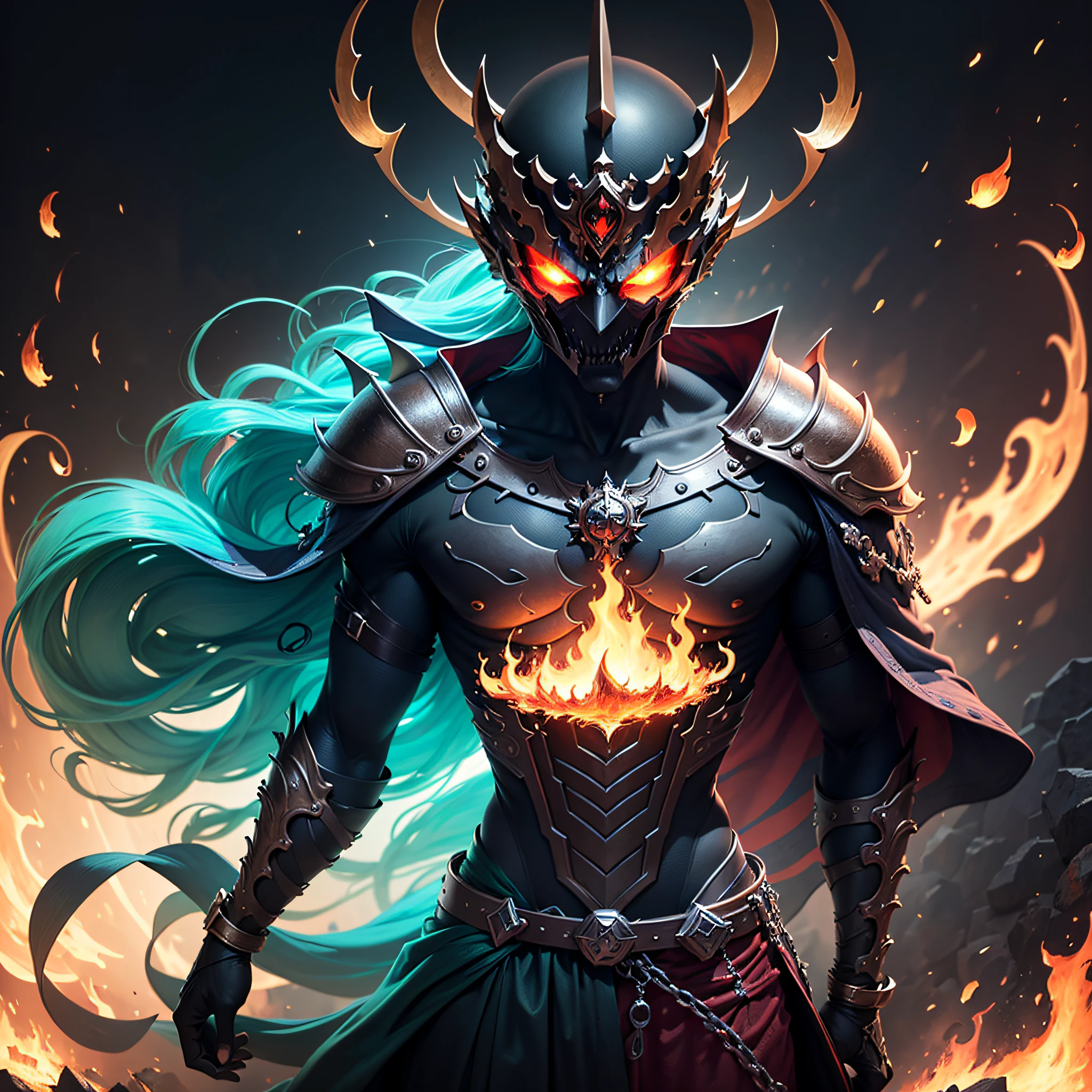 (extremely detailed CG unity 8k wallpaper, masterpiece, best quality, ultra-detailed), (Heaven: 0.6 + Hell + Ghost: 1.2 + Hades: 1.5+ Underworld: 1.4), King of Yan, Throne, Crown, Green Clothes, Mask, Dill Red Light, Flames, Underworld Background, HD Sharp, Extremely Realistic. --auto