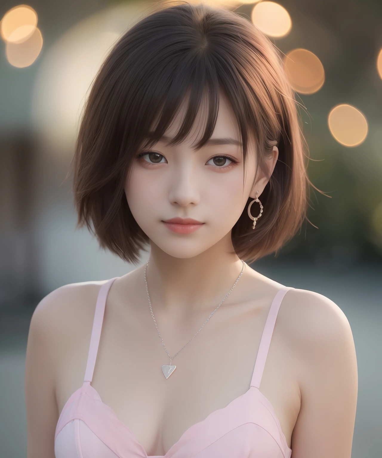 Top Quality, Masterpiece, Hi-Res, Girl 1, 20 years old, Cute Pink Underwear, Necklace, Jewelry, Beautiful Face, upon_body, Tyndall Effect, Photorealistic, Dark Studio, Rim Lighting, Two-Tone Lighting, (High Definition Skin: 1.2), 8K UHD, DSLR, Soft Lighting, High Quality, Volumetric Lighting, Cand, Photography, high-resolution, 4k, 8k, bokeh,