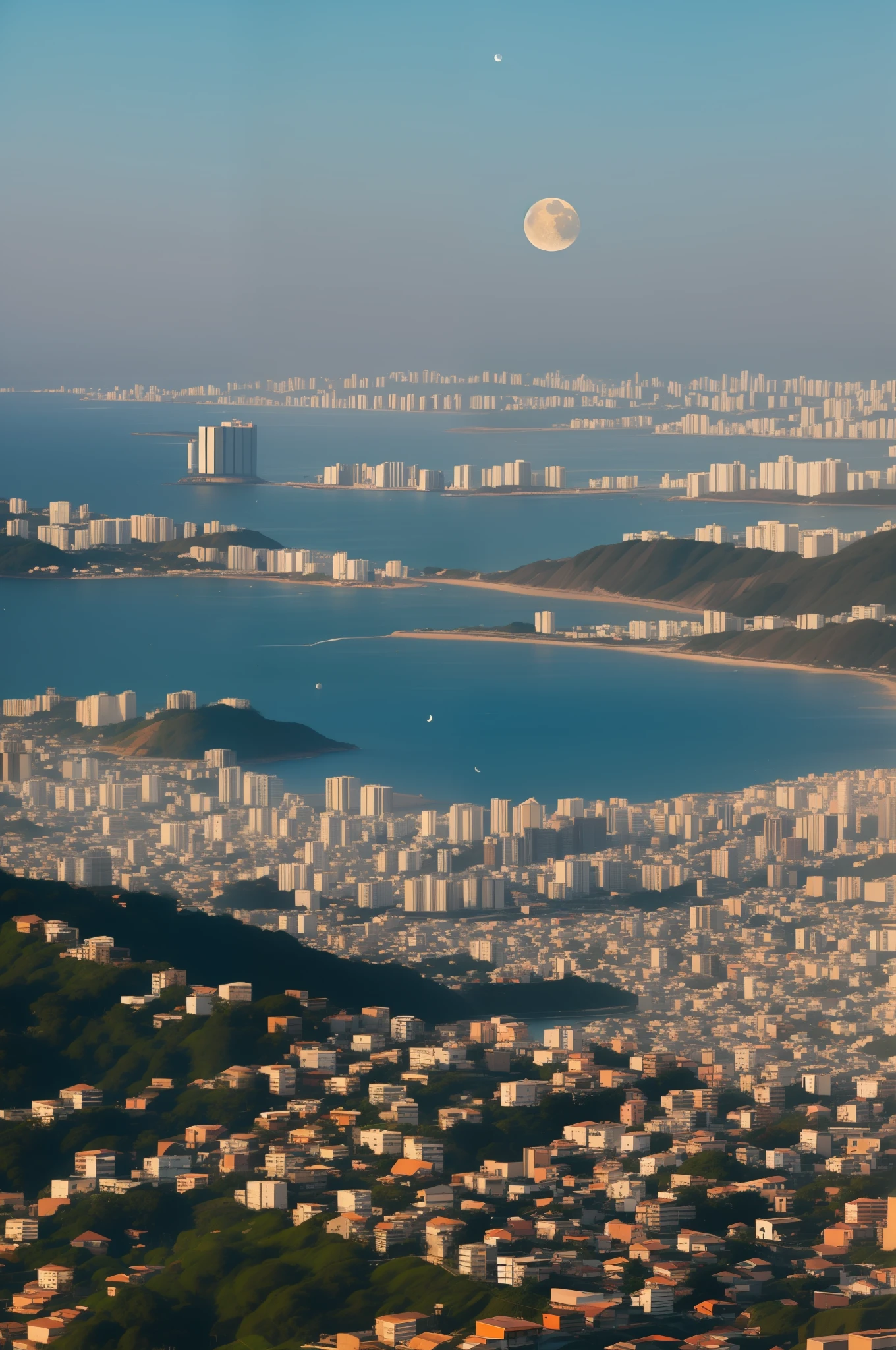 Photo of the moon with 100% sharpness, in 8k resolution, in the sky of salvador bahia Brazil, with some beautiful landscape --auto