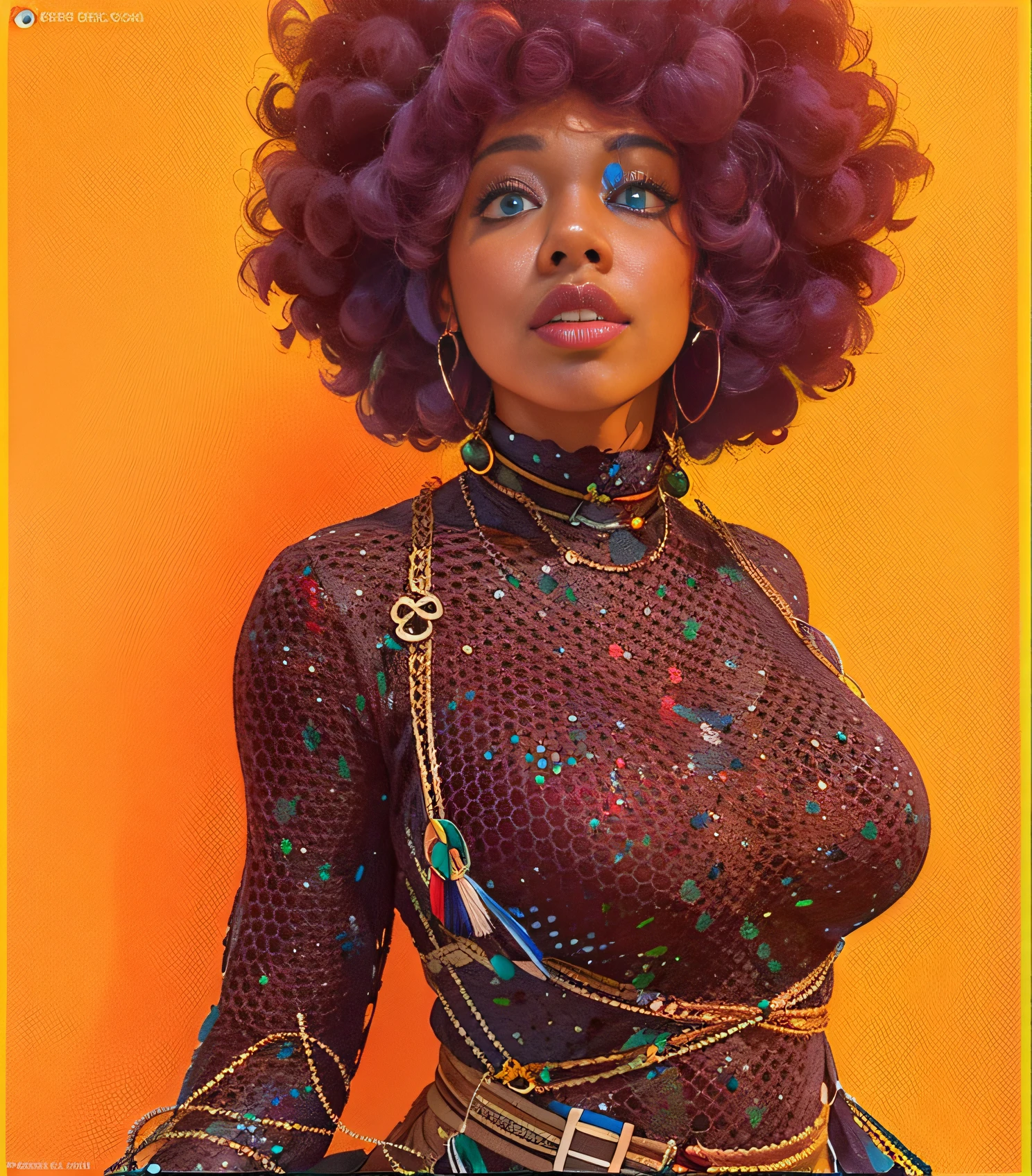 there is a woman with a large afro posing for a picture, with afro, afro, giant afro!, pretty samurai with afro, the smooth black lioness, afro futuristic, black girl, big afro, long afro hair, black woman, african ????? mistress, black skin!!!, young black woman, beautiful city black woman only, black young woman, afro hair