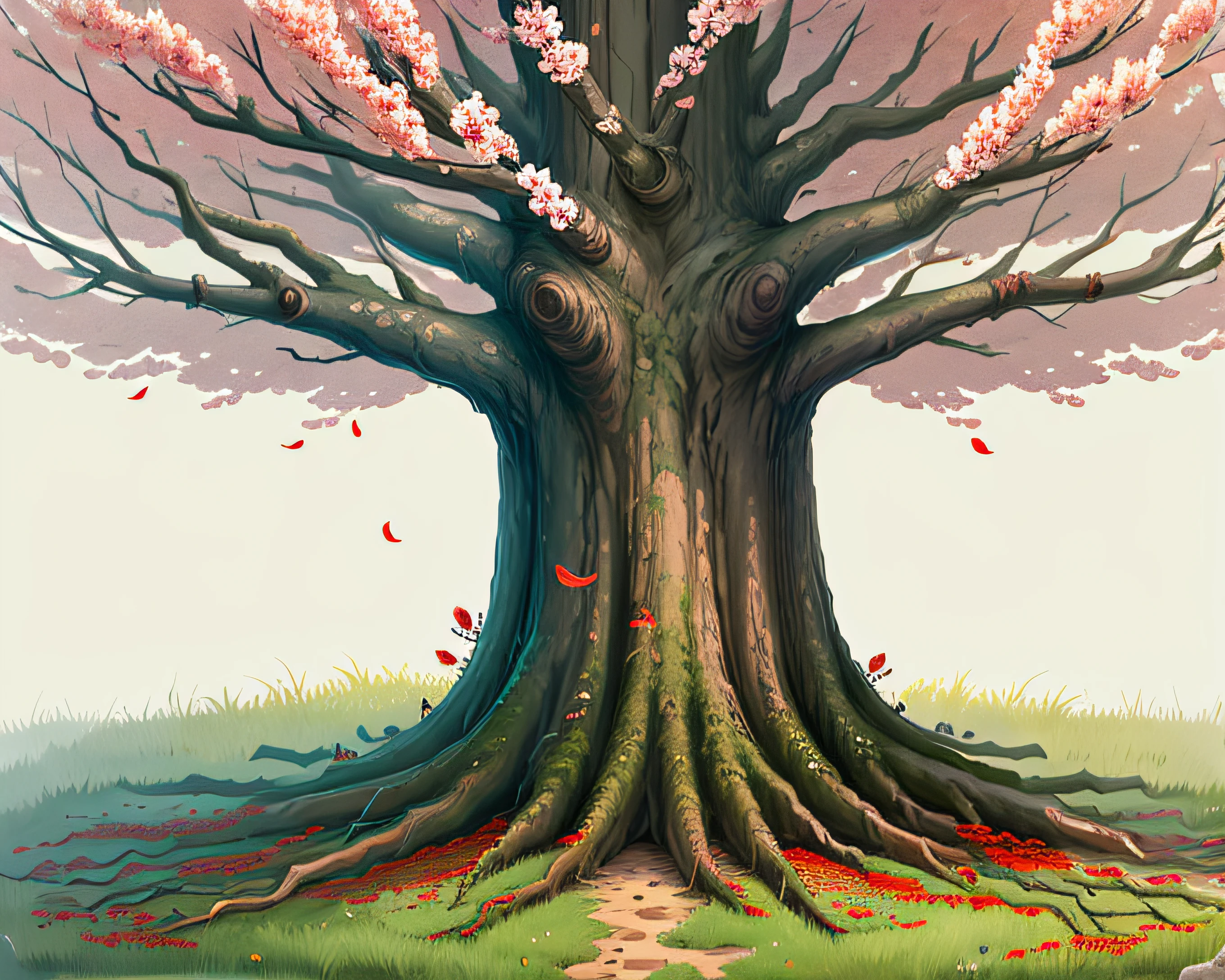 BEAUTIFUL TREE WITH RED FLOWERS