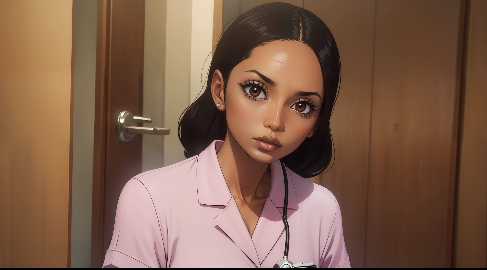 36-year-old woman with black hair, black skin, brown eyes, nurse