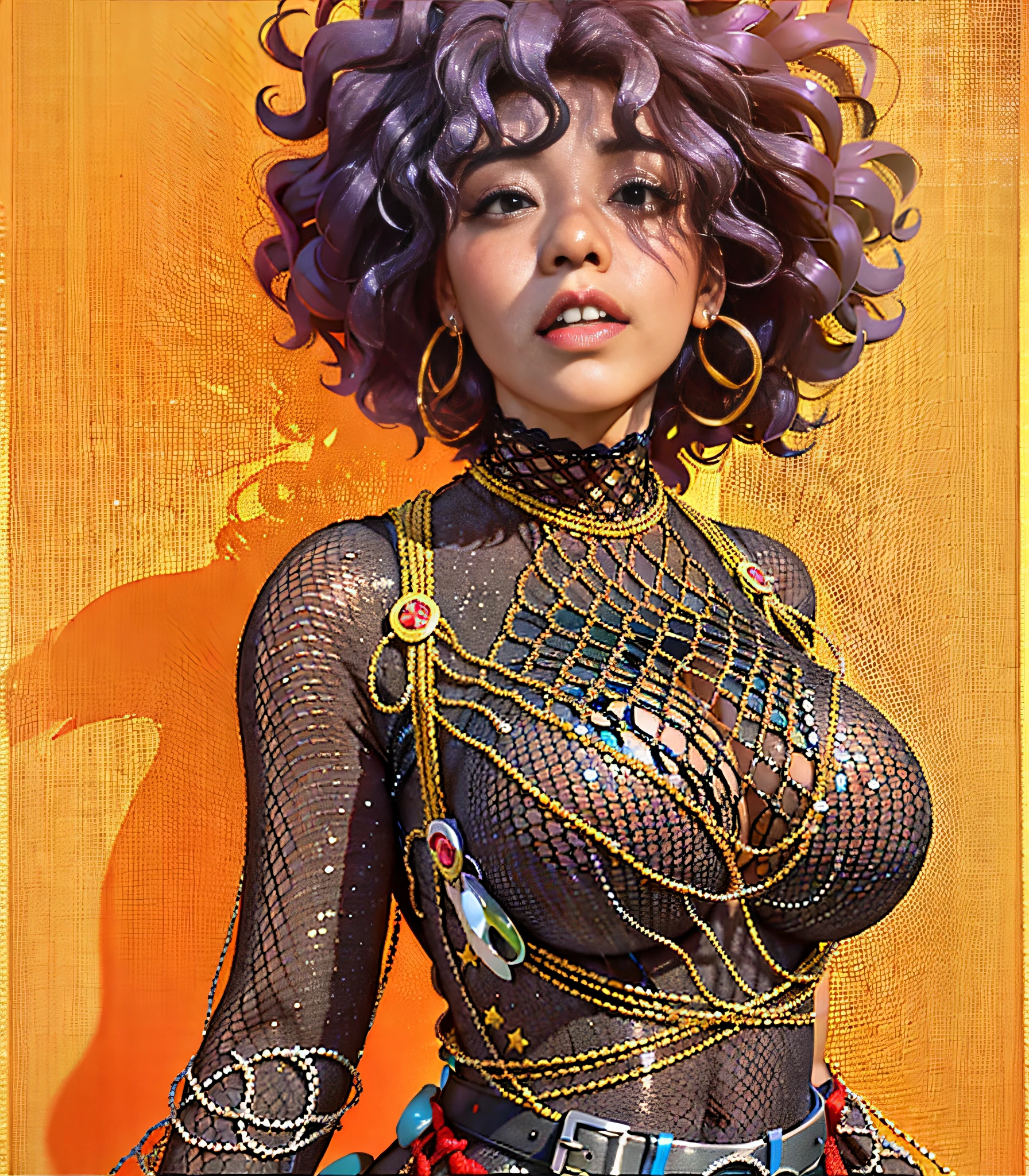 there is a woman with a large afro posing for a picture, with afro, afro, giant afro!, pretty samurai with afro, the smooth black lioness, afro futuristic, black girl, big afro, long afro hair, black woman, african domme mistress, black skin!!!, young black woman, beautiful city black woman only, black young woman, afro hair