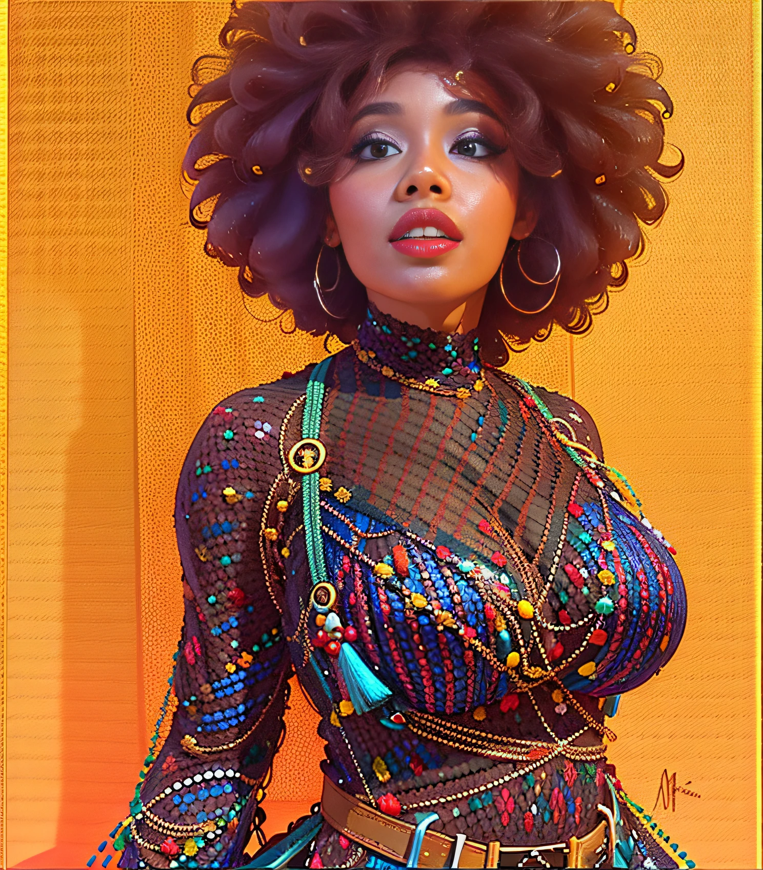 There is a woman with a big afro posing for a photo, with afro, afro, afro gigante!, beautiful samurai with afro, the smooth black lioness, afrofuturist afro, black girl, afro big, afro long hair, black woman, african domme lover, black skin!, young black woman, beautiful black woman only woman, young black woman, afro hair.