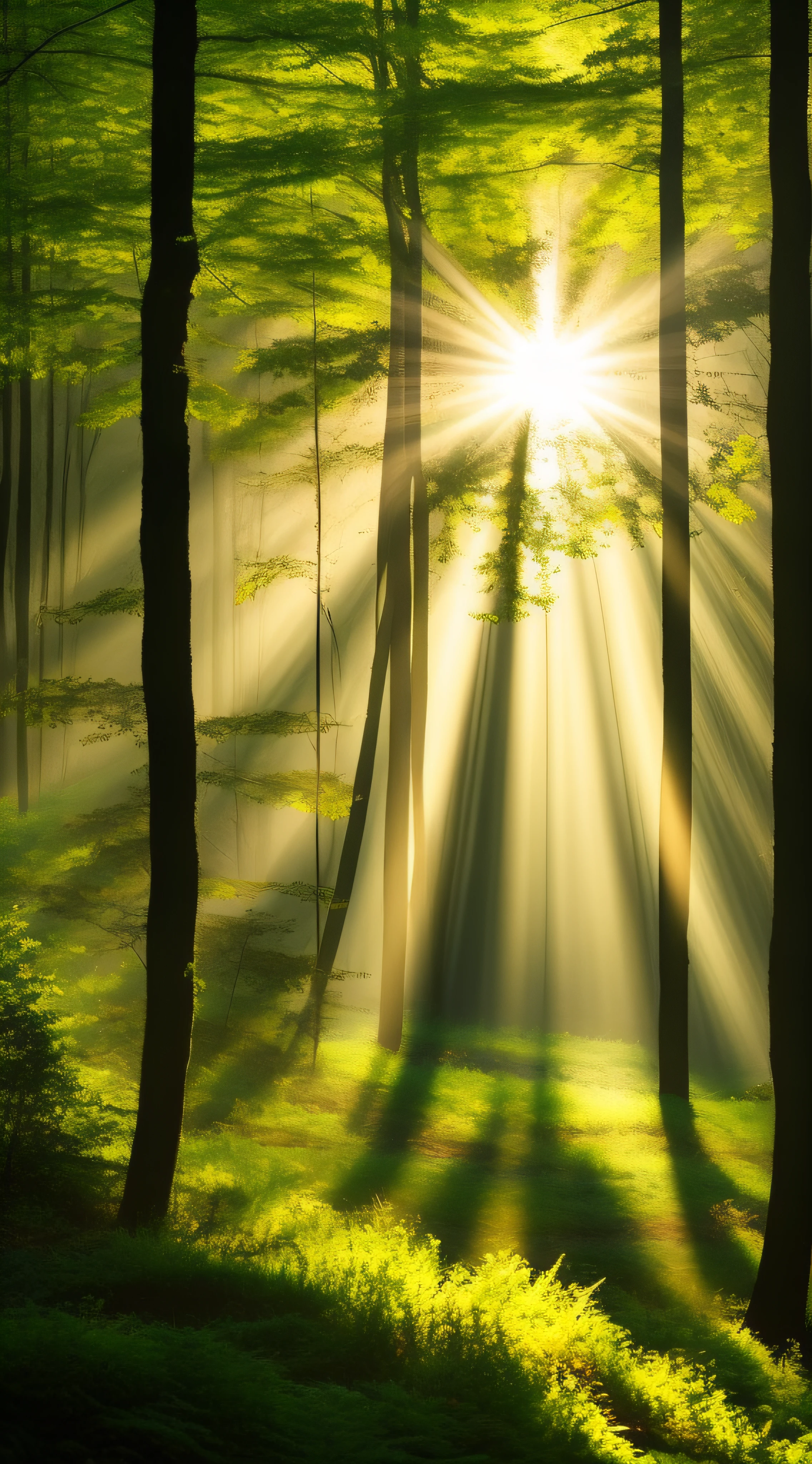 very beautiful forest with ray of light