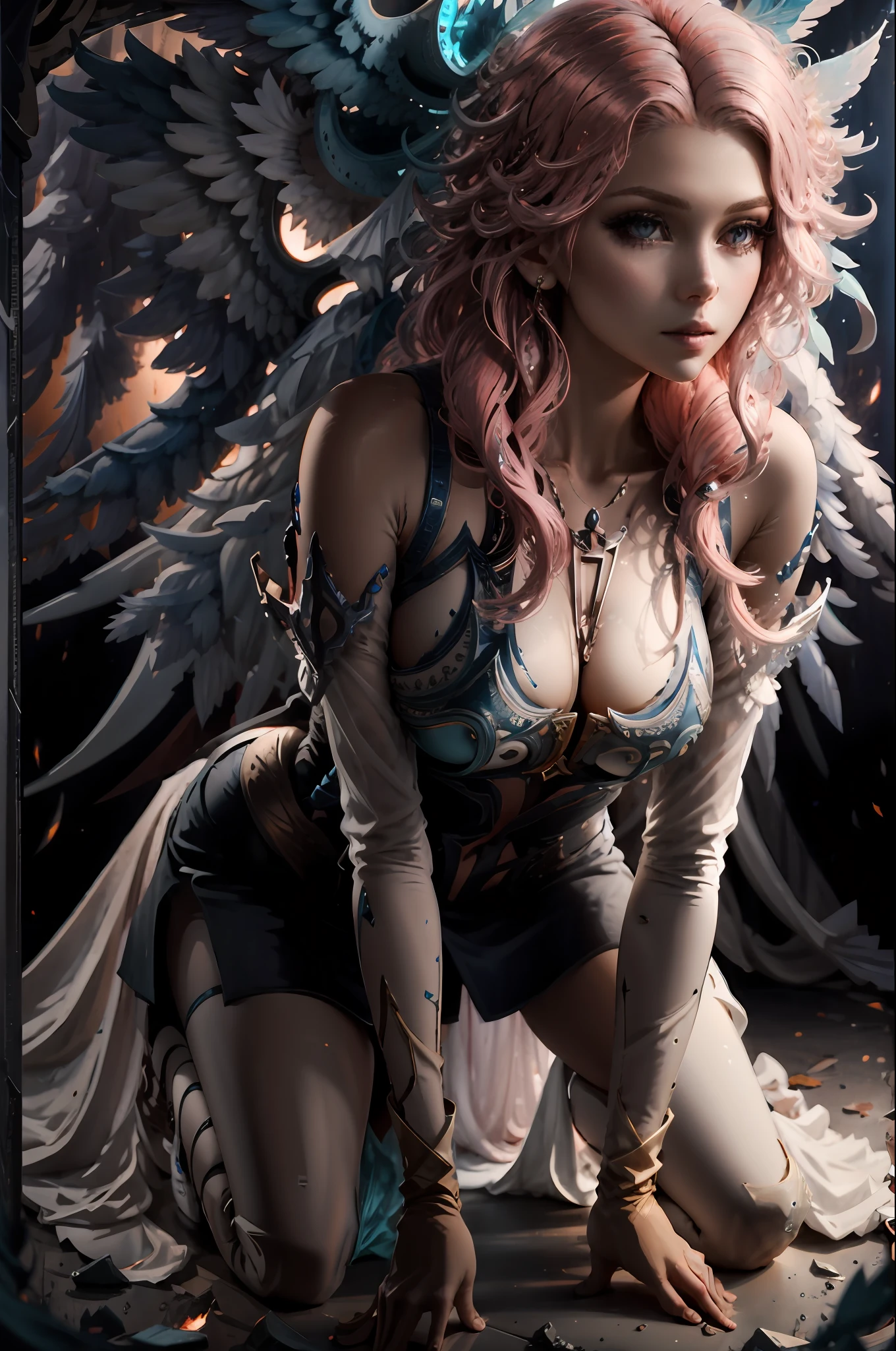 Realistic, realistic details, details
break
1 girl, beauty, seductive face,, fine skin, anicos_inori, pink hair, long hair, navel, parted sleeves, bare shoulders, center opening, cleavage, middle chest, hair clip with long feathers, hair ornament, red eyes, thigh height,, full body, watch viewer,
Break, Another World, Miniskirt, Darkness
, simple background. Kneeling. Get on your knees.
break
Perspective, blurry background, third rule, sharp focus, depth of field
break
(Urzan-6500-V1.1:0.2)