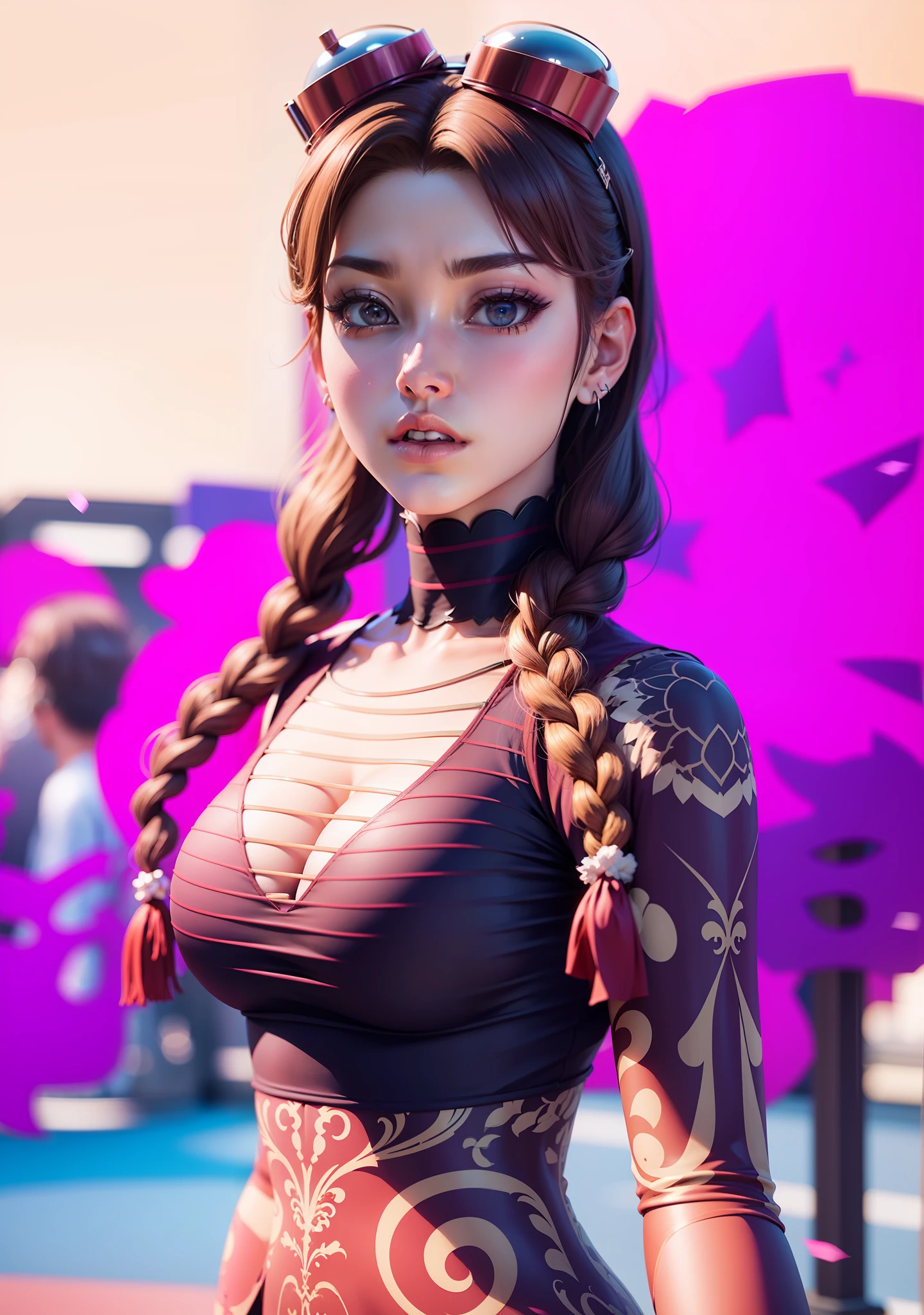 3d anime, beautiful, deep neckline, erotic look