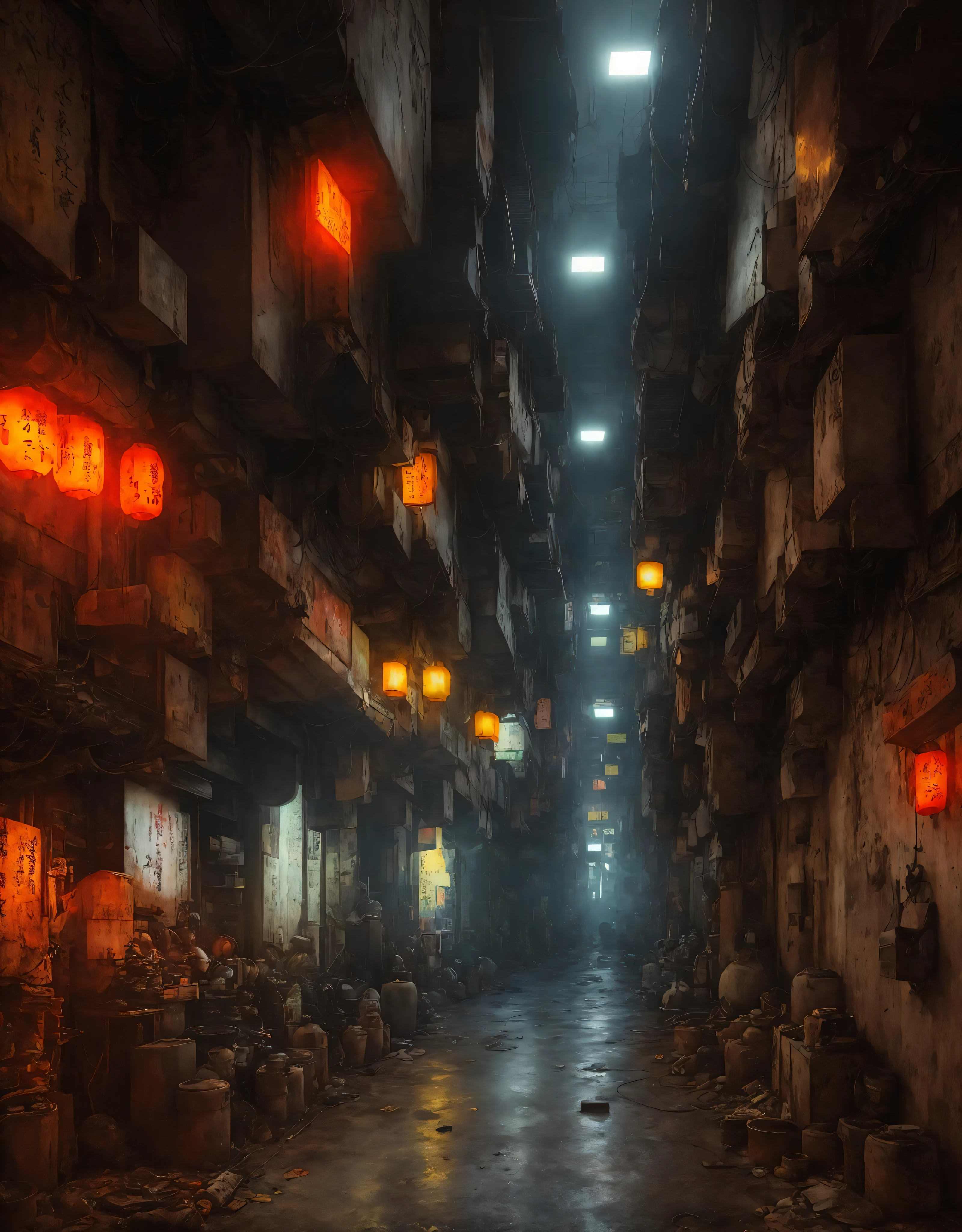 A close up of a street with many lights on it - SeaArt AI