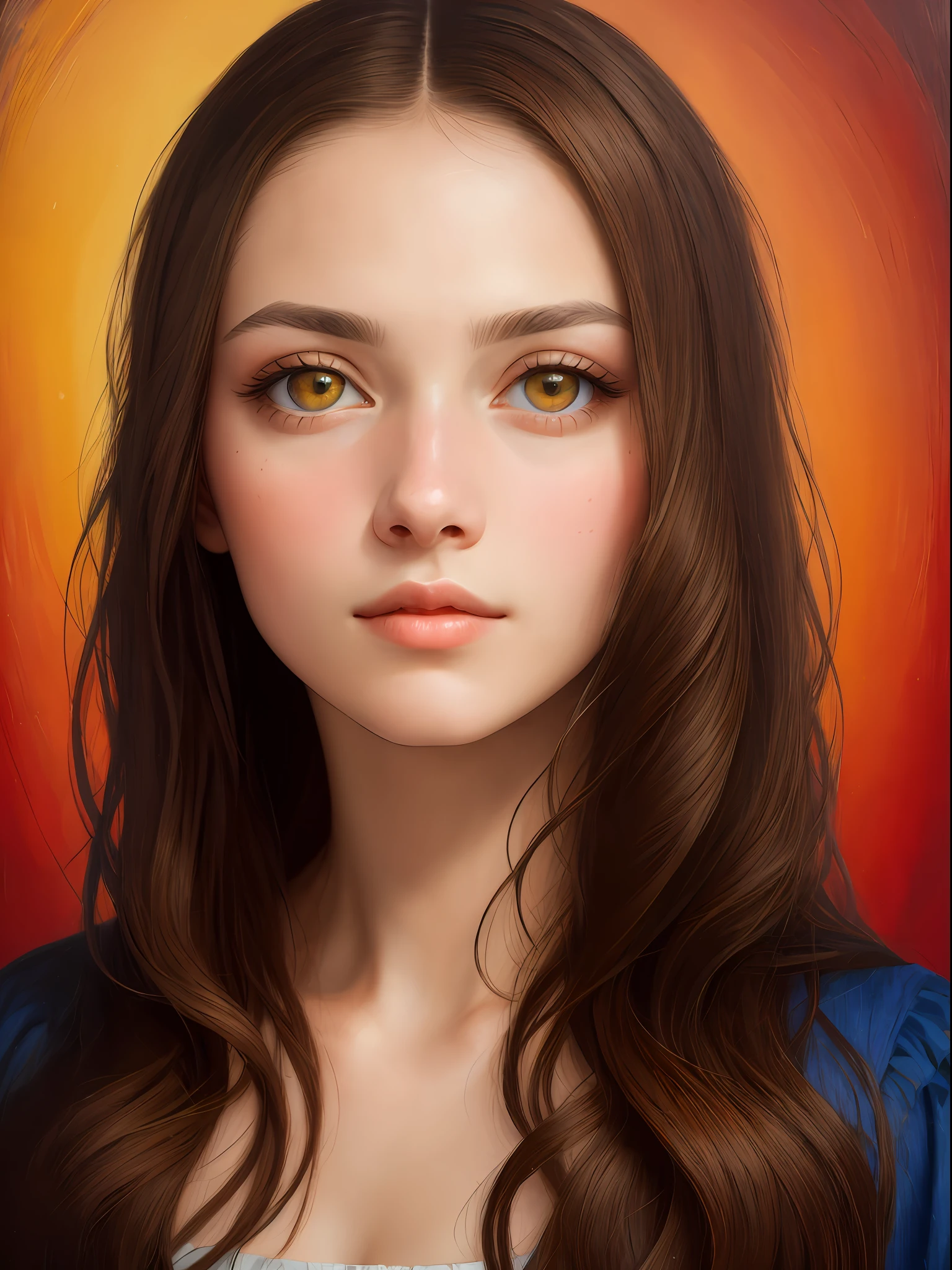 oil painting by Leonardo da Vinci, realistic photography, closeup face of Jennifer Lopes with white and messy hair, her eyes are sweet and vibrant, her face is symmetrical, silky peach skin, soft torch luminosity on the face by REMBRADT, Adobe Illustration, Trending on Artstation, 8K, hd, cinematic, masterpiece, magnificent art, best quality