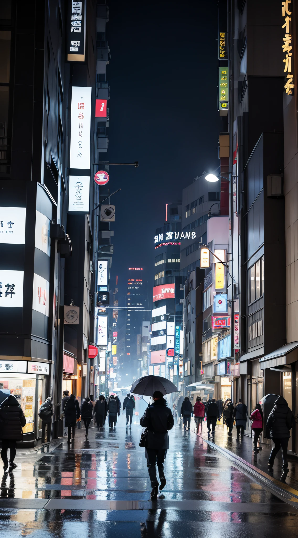 drone view night, misty, rain, there is a person walking up a set of stairs in a city, a still of Shibuya, streets of Tokyo, street of Tokyo, in Tokyo, city like Tokyo, walking over a tiny city, Shibuya cyberpunk, artwork of a Tokyo street, man walking through city, inspired by Carl Spitzweg, by John La Gatta