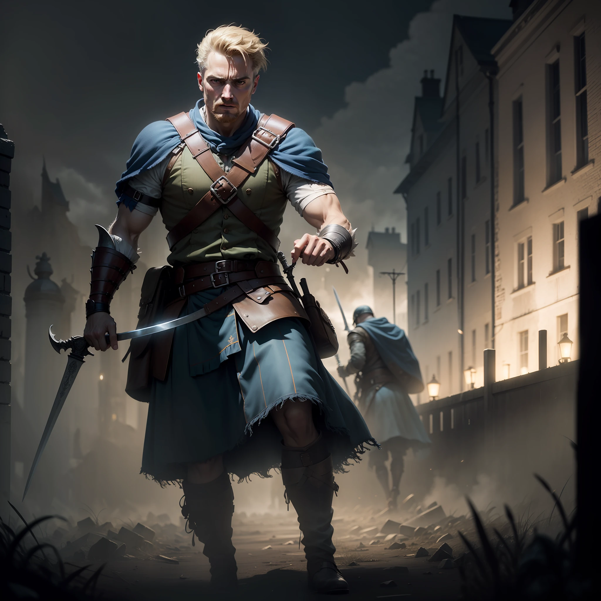 William Wallace, battlefield at night, Gothic Realistic ,4k, holding a sword ,Full body,