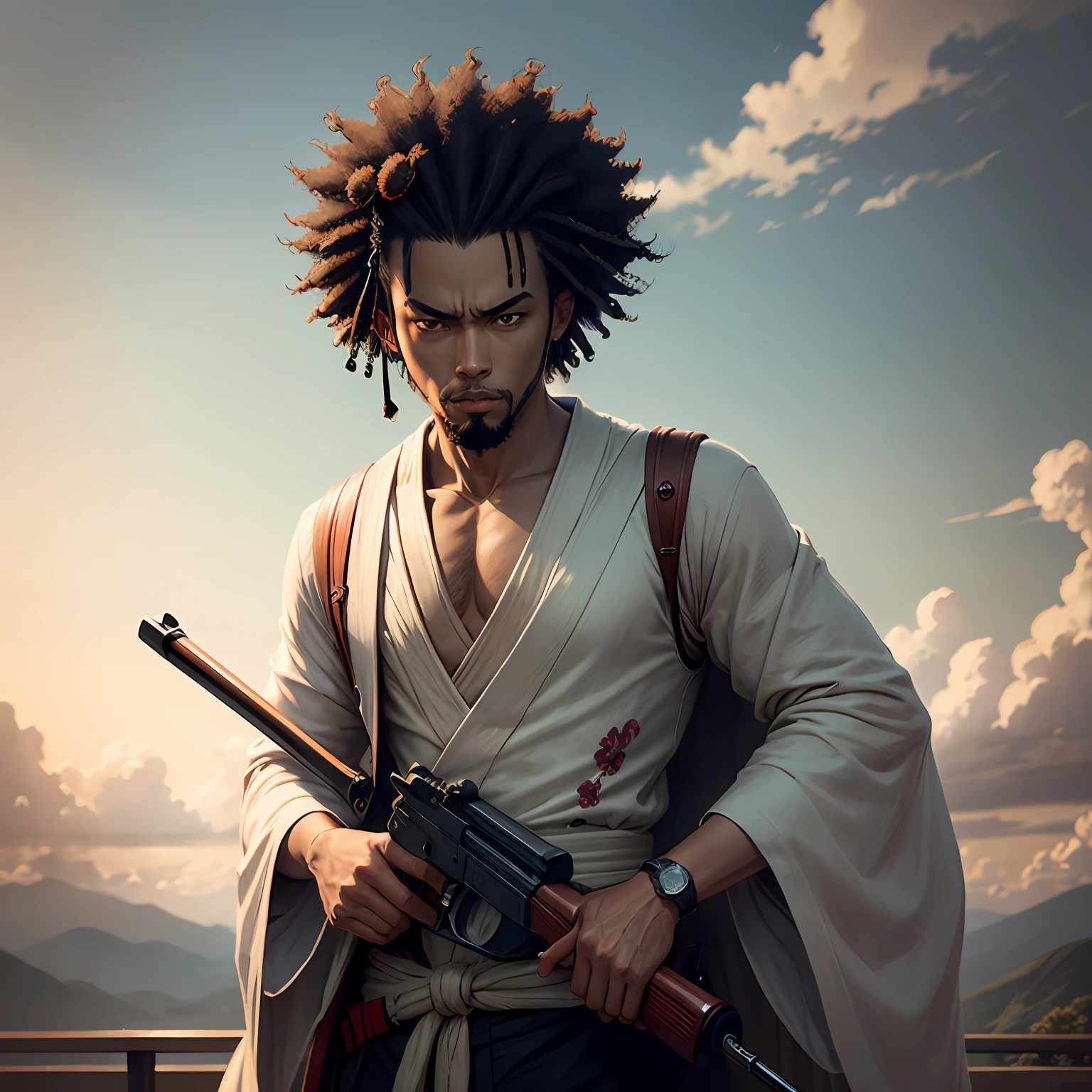 Afro samurai with a revolver --auto
