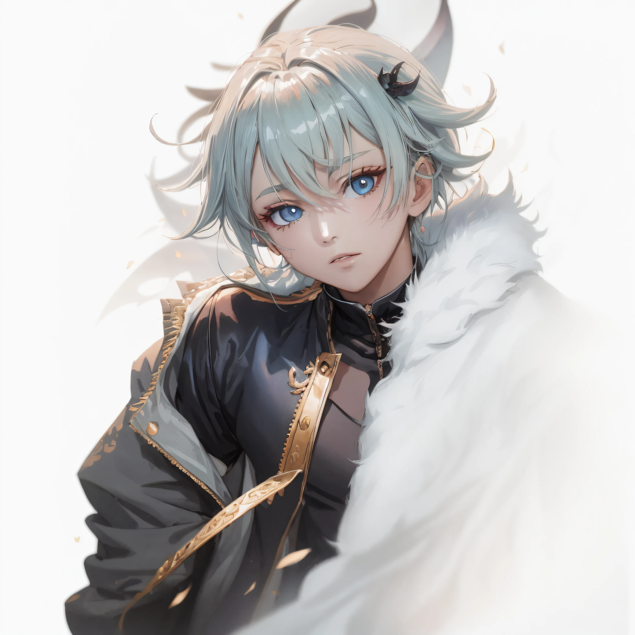 wanostyle,Anime - style image of a woman with blue hair and a furry coat, Guweiz in Pixiv ArtStation, Guweiz in Guweiz style art, Guweiz in ArtStation Pixiv, Guweiz in Arknights, Keqing in Genshin Impact, Demon Slayer Rui fanart, Trending on ArtStation Pixiv, Fanart Best ArtStation