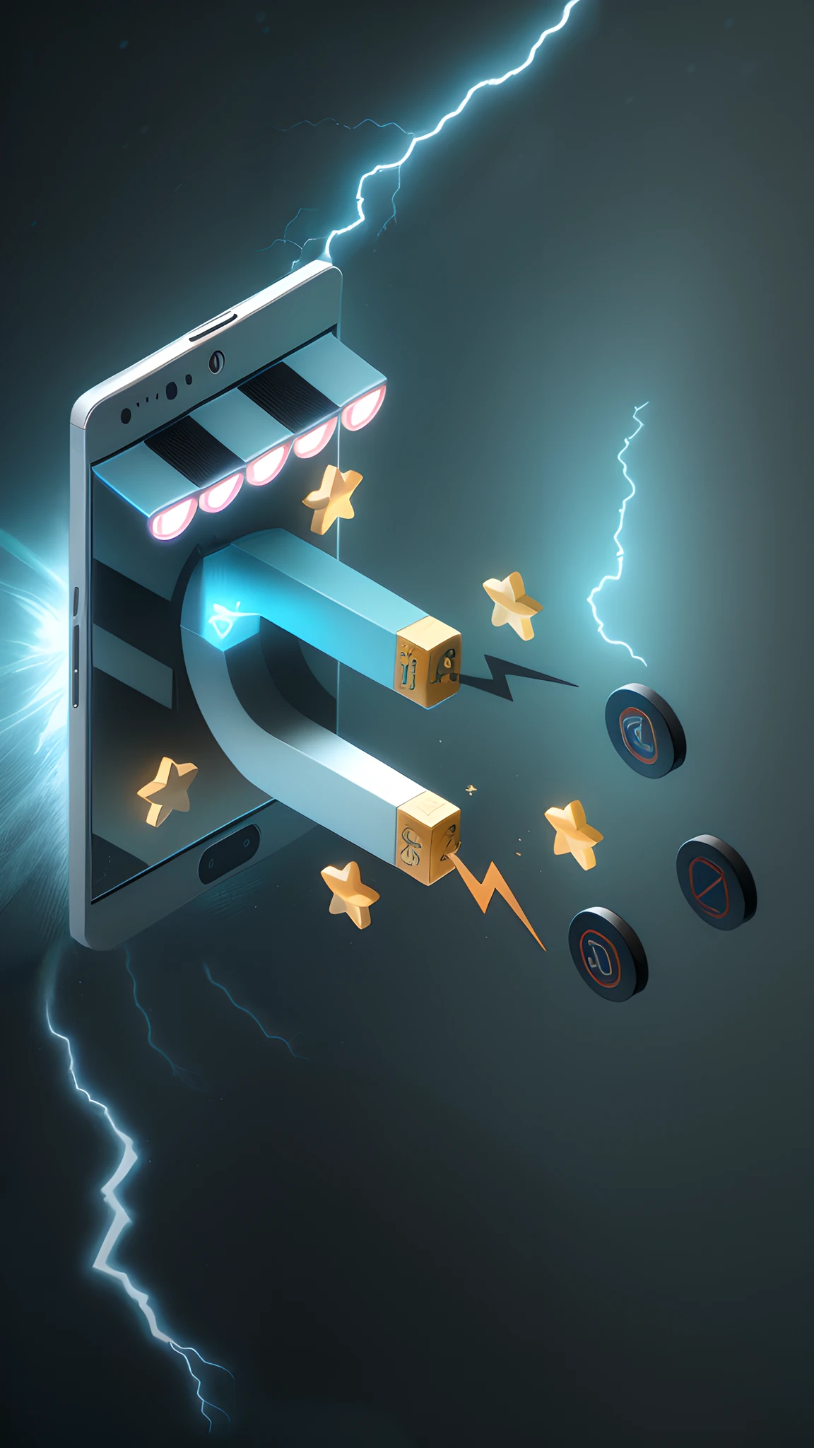 blue lightning coming out of the phone