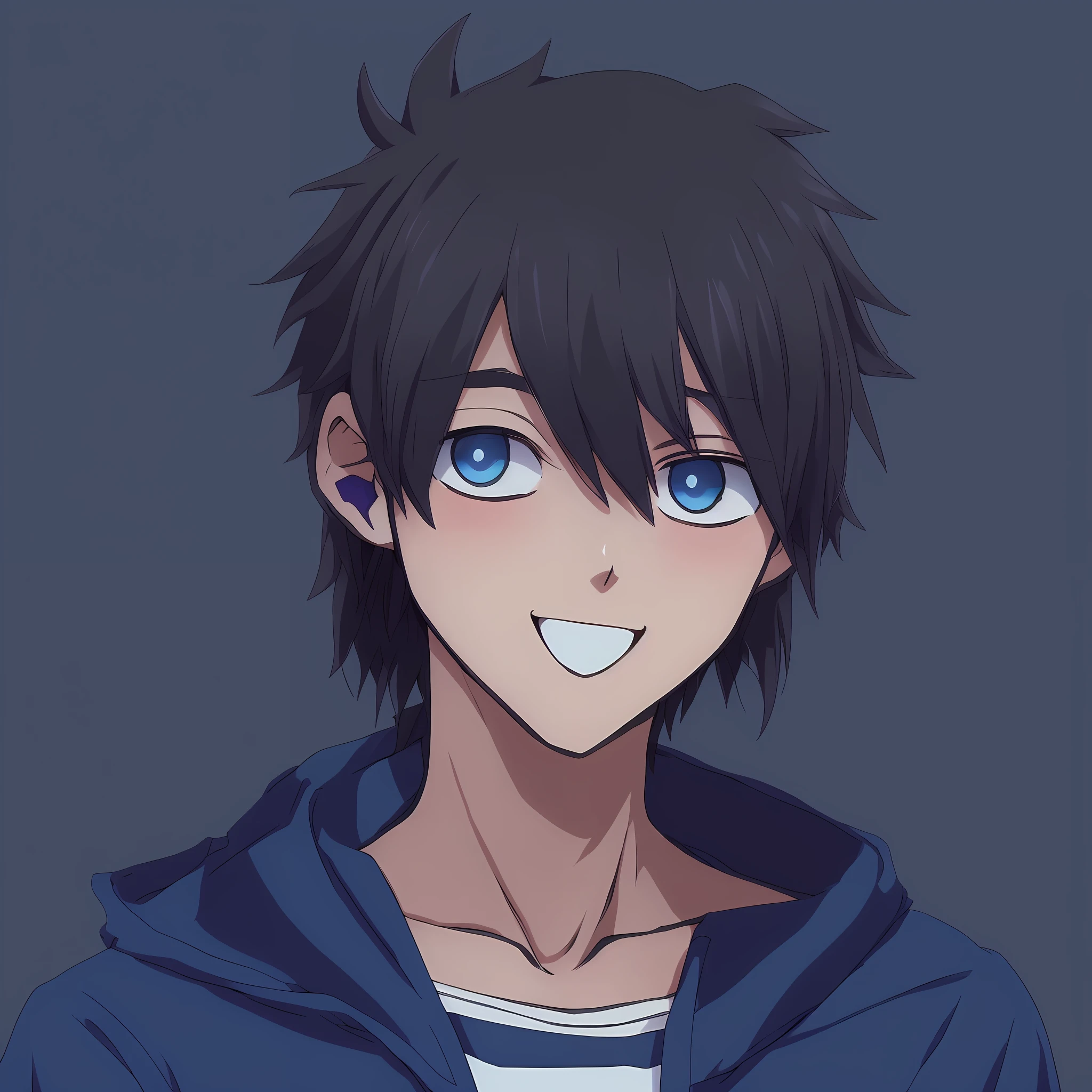 a cartoon boy with black hair and a hoodie, inspired by Okumura Togyu, young anime man, inspired by Okumura Masanobu, as an anime character, inspired by Un'ichi Hiratsuka, anime moe artstyle, hana yata, male anime style, tall anime guy with blue eyes, anime style character, anime boy