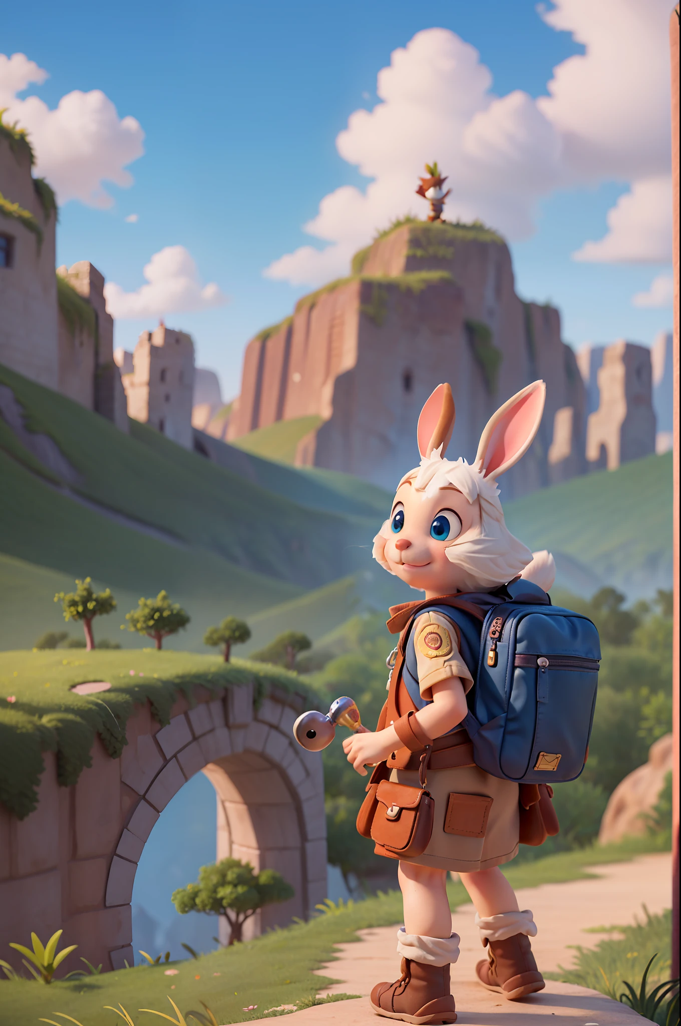 In a land of dreams, where wonders unfold,
There lived a little rabbit named Chamusca, traveler, adventurer and daring.
With a small backpack and a curious mind,
He embarked on a journey of a special kind.