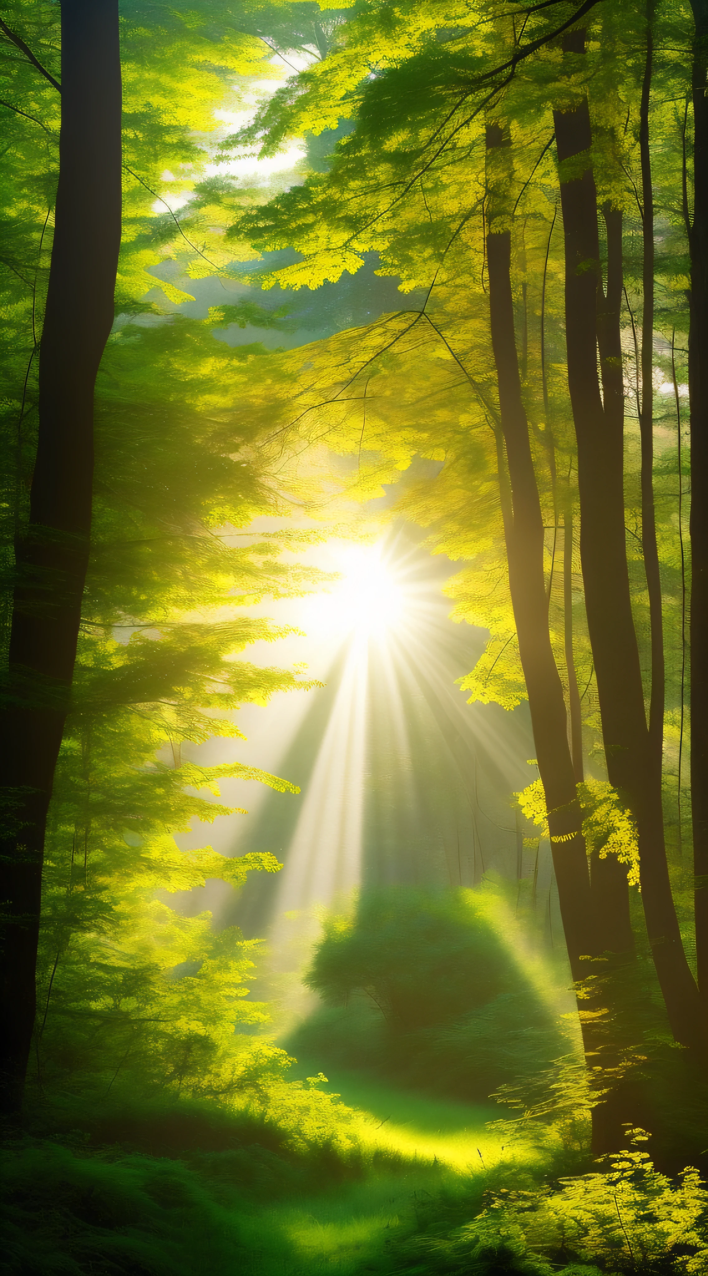 very beautiful forest with ray of light