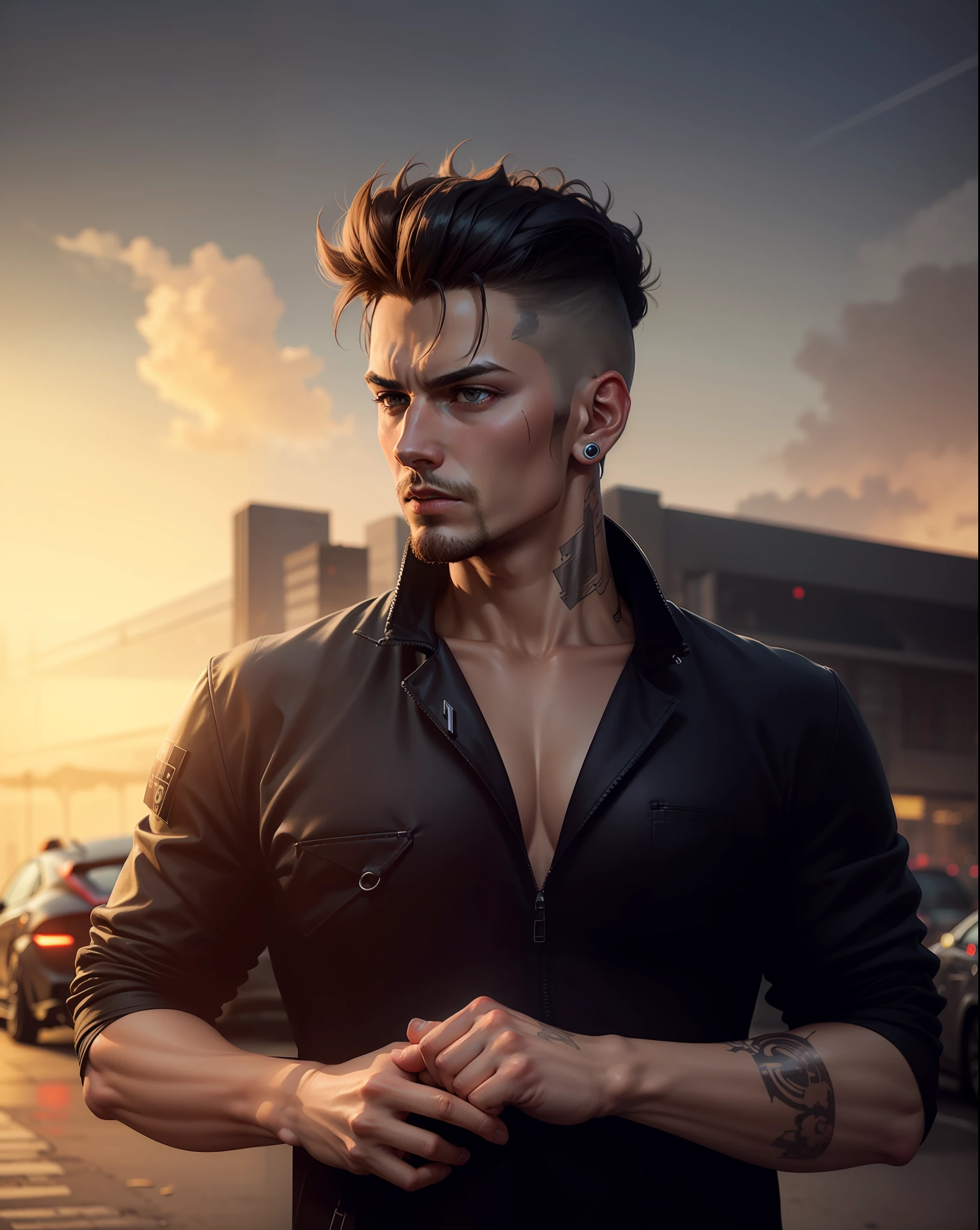 Cyberpunk , cars , dark background, hyper realistic
